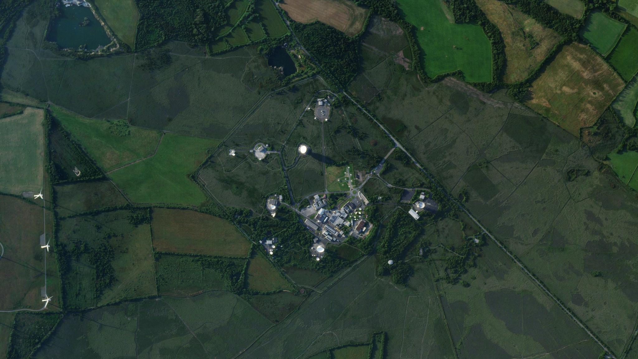 SkySat image over Goonhilly Ground Station in Cornwall on July 6, 2026.