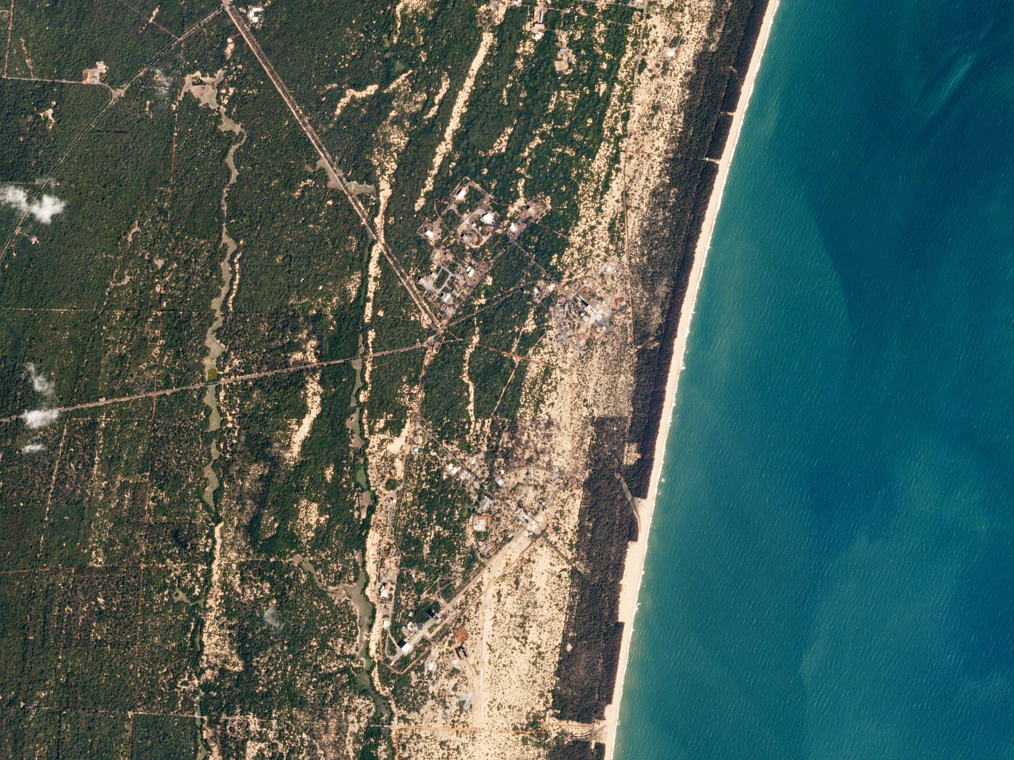 Satish Dhawan Space Centre in Sriharikota, India imaged by a Dove cubesat © 2017, Planet Labs Inc. All Rights Reserved.