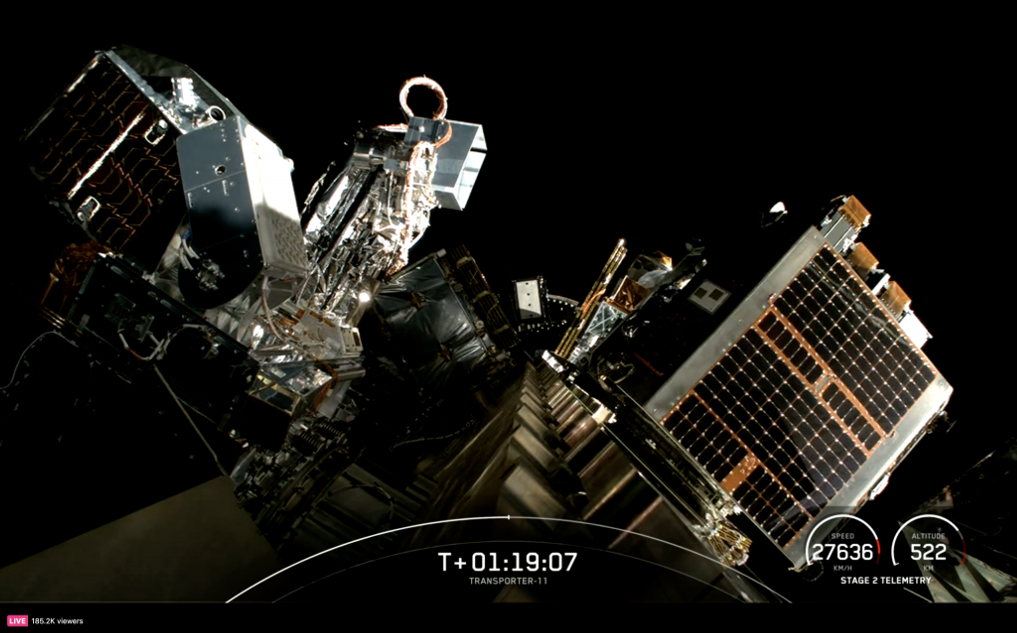 SpaceX's live stream of Tanager deployment. Image credit: SpaceX.