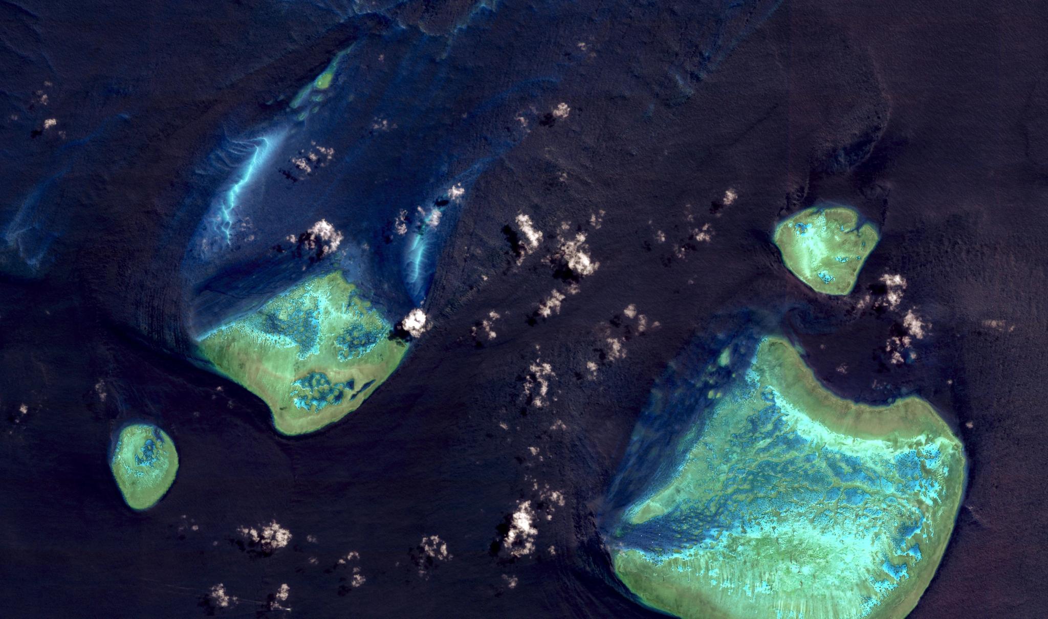 PlanetScope image of the Great Barrier Reef near Australia’s Whitsunday Islands, captured October 6, 2026. © Planet Labs 2026. All rights reserved.