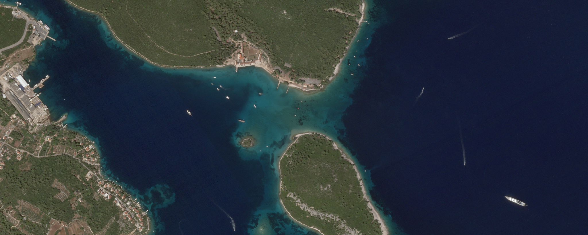  SkySat image of a marine protected area (MPA) around Badija and Korčula islands, Croatia, captured November 7, 2025. © Planet Labs PBC. All Rights Reserved.