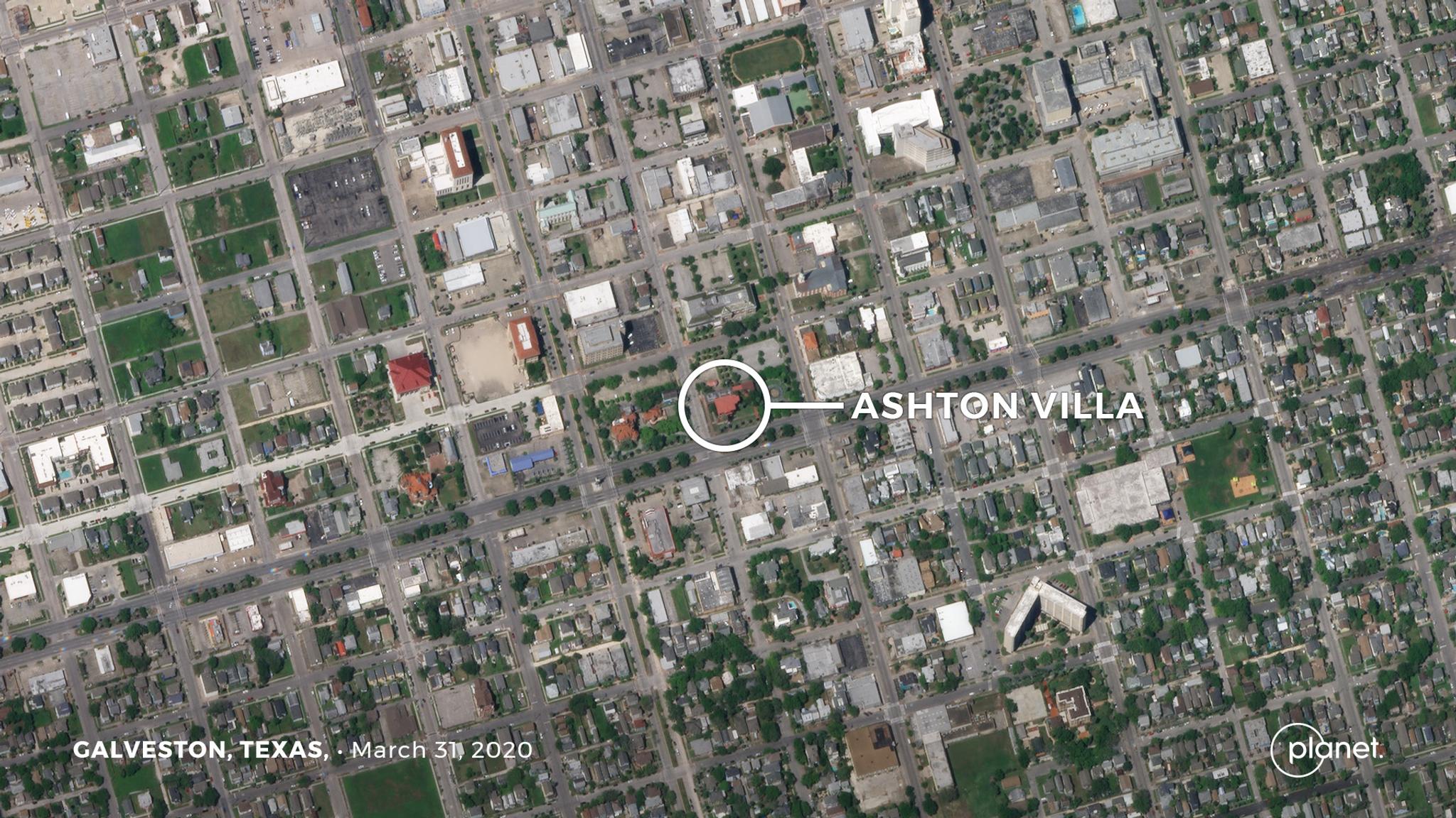 Ashton Villa, Galveston, Texas. © 2020, Planet Labs Inc. All Rights Reserved.