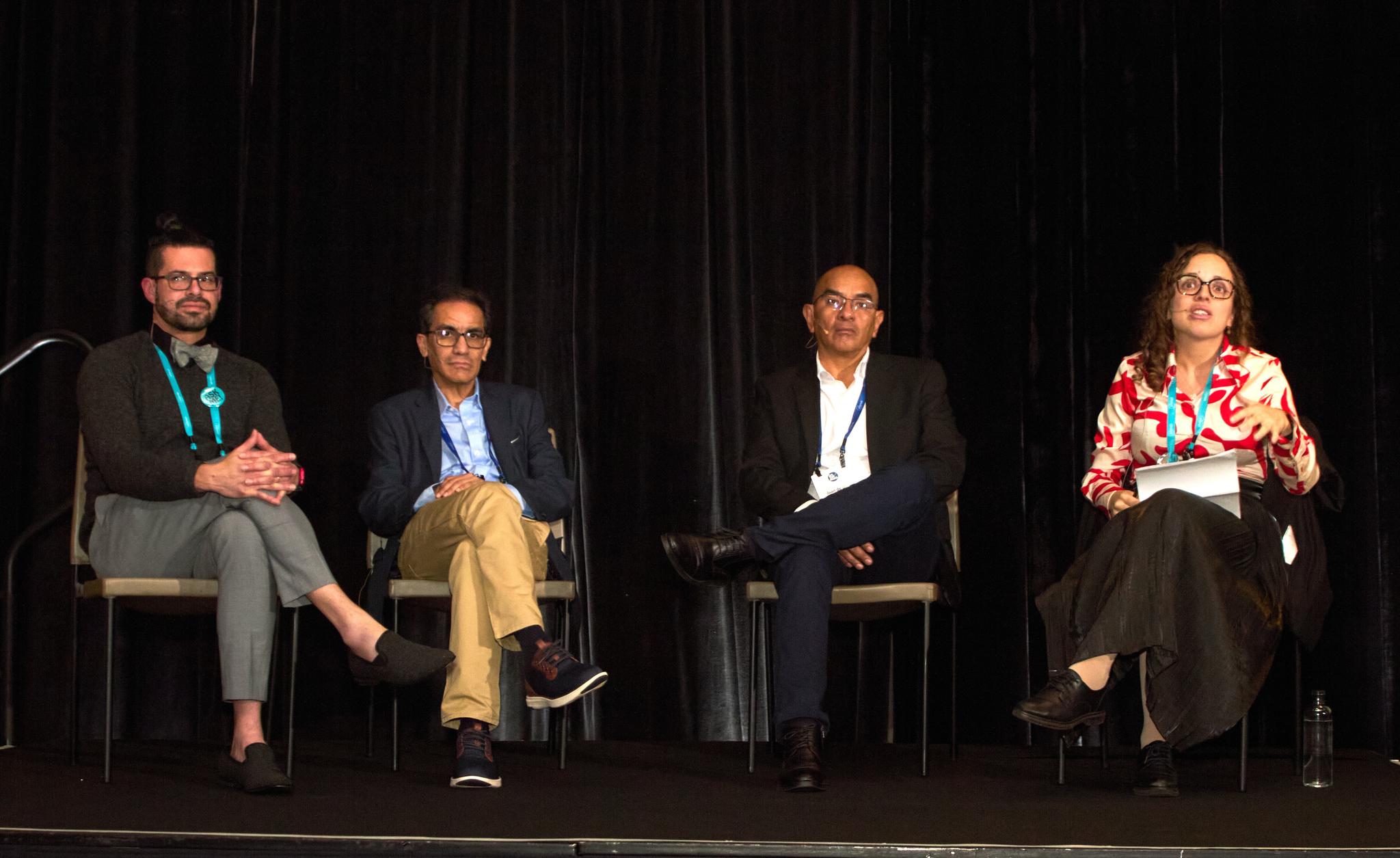 Planet On The Road LATAM event. From left to right: Steve Padgett Vasques, Customer Success Manager, Planet; Alfredo Tamayo, President, CIVIS; PhD Juan de Dios Fernández, General Director of Planning, INRA; and Dr. Flávia de Souza Mendes, Program Manager, Forest & Land Use, Planet. 
