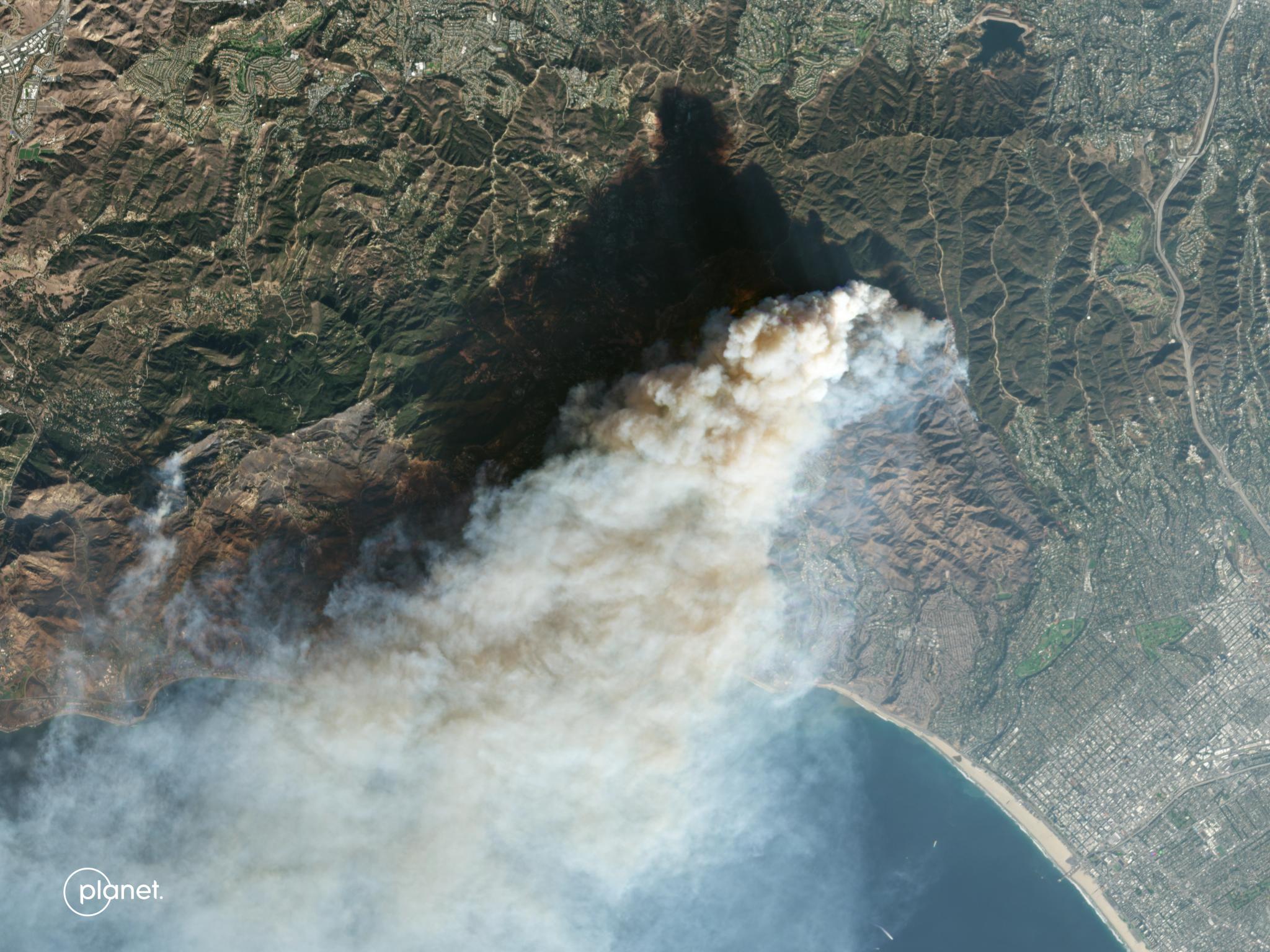 PlanetScope image of the Palisades Fire in Los Angeles County, California, captured January 9, 2025. © 2025 Planet Labs PBC. All Rights Reserved.