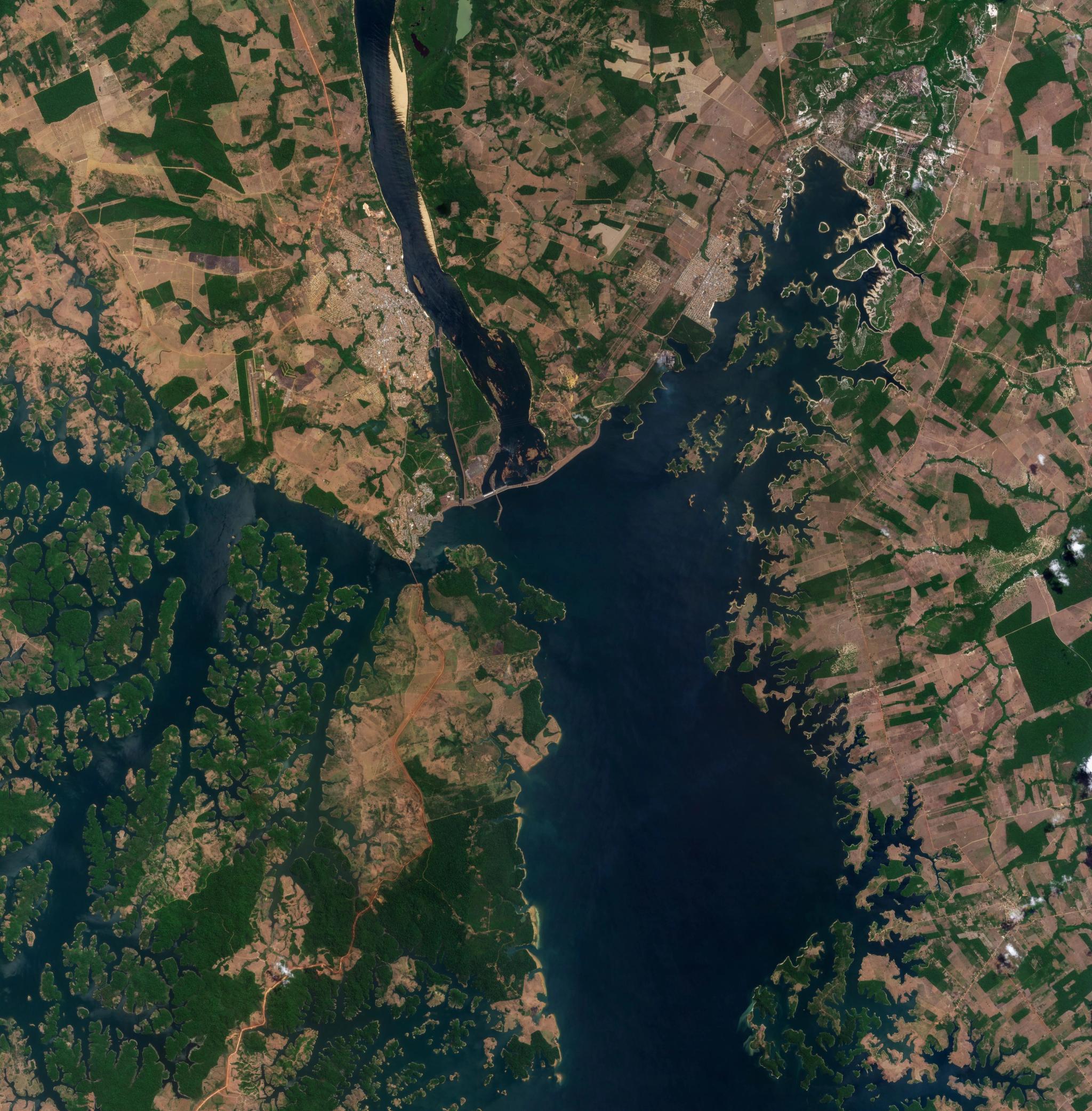 PlanetScope image of the are surrounding the Tucuruí Dam and Tocantins River in the State of Pará, Brazil, captured August 2024. © 2024 Planet Labs PBC. All Rights Reserved.