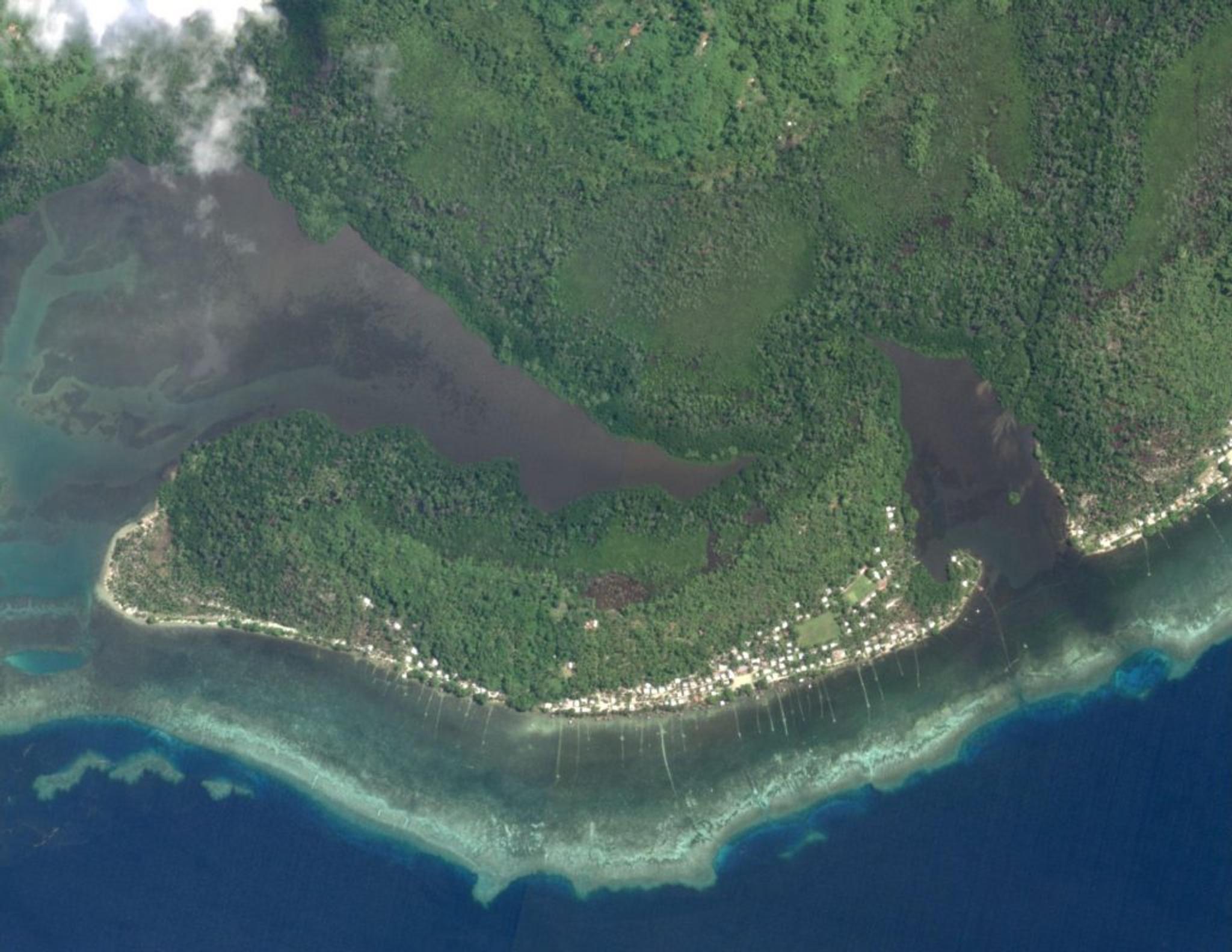 SkySat image of Sanders Island, Manus Province, Papua New Guinea showing details on mangroves in the region taken on March 12, 2022. Planet image provided by TNC. 