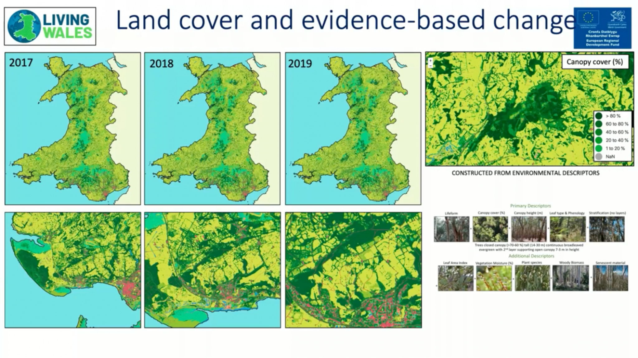 Image of land cover and evidence-based change provided by Living Wales. 