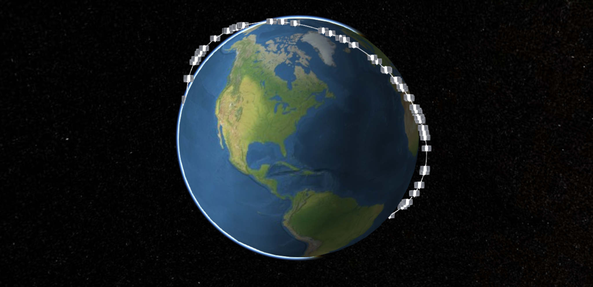 Launched in February, the Doves of Flock 3p orbit the globe. Visualized in Cesium.