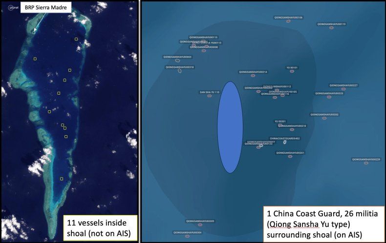 Satellites Capture China's Militia Ships Parked in US Ally's Territory