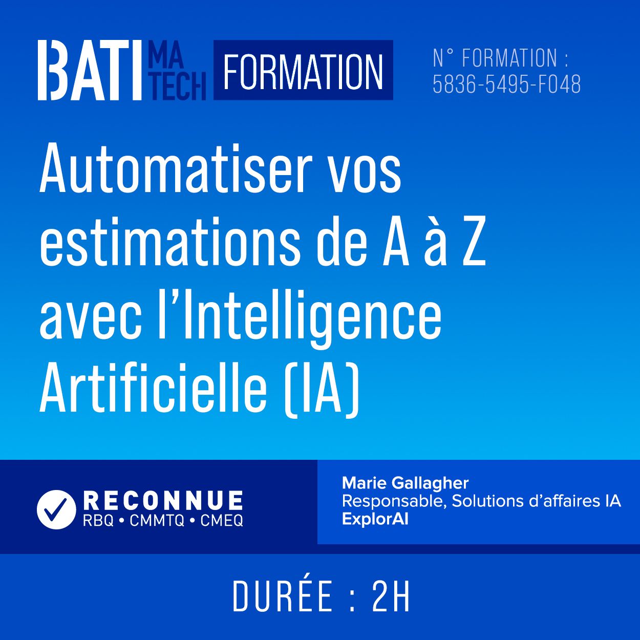Formation sur l'automatisation estimation IA