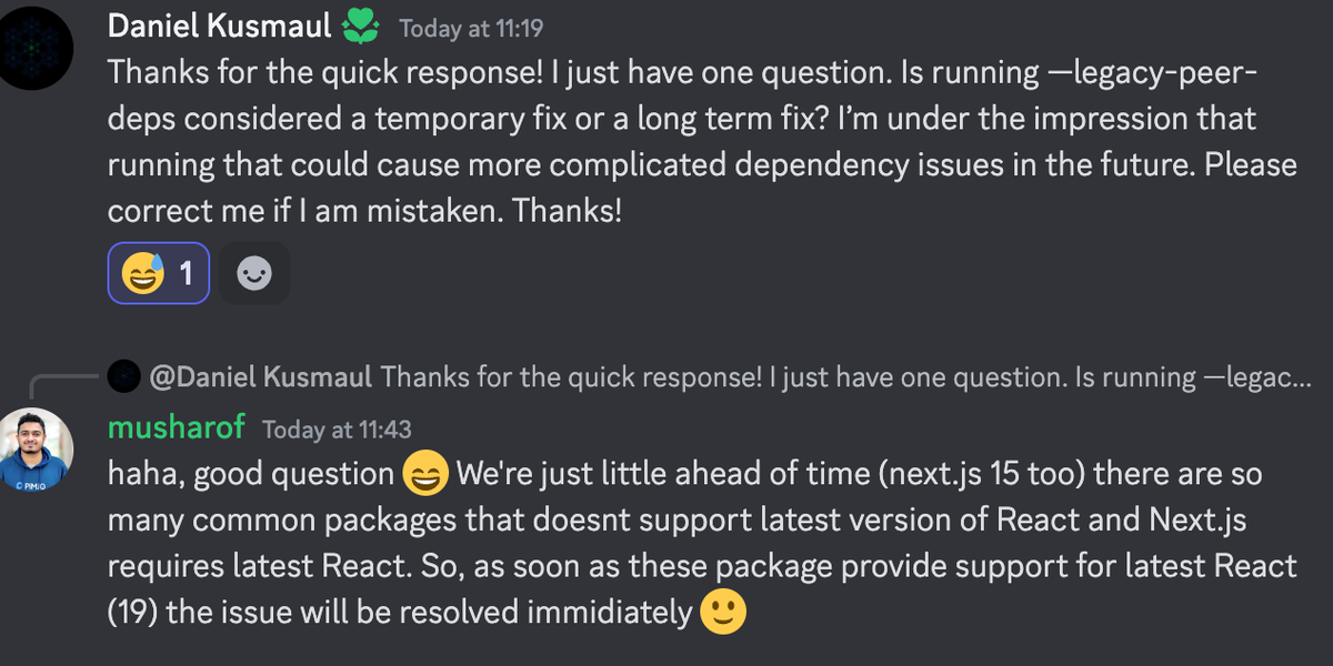 Compatibility Issues with Next.js 15: npm install --legacy-peer-deps