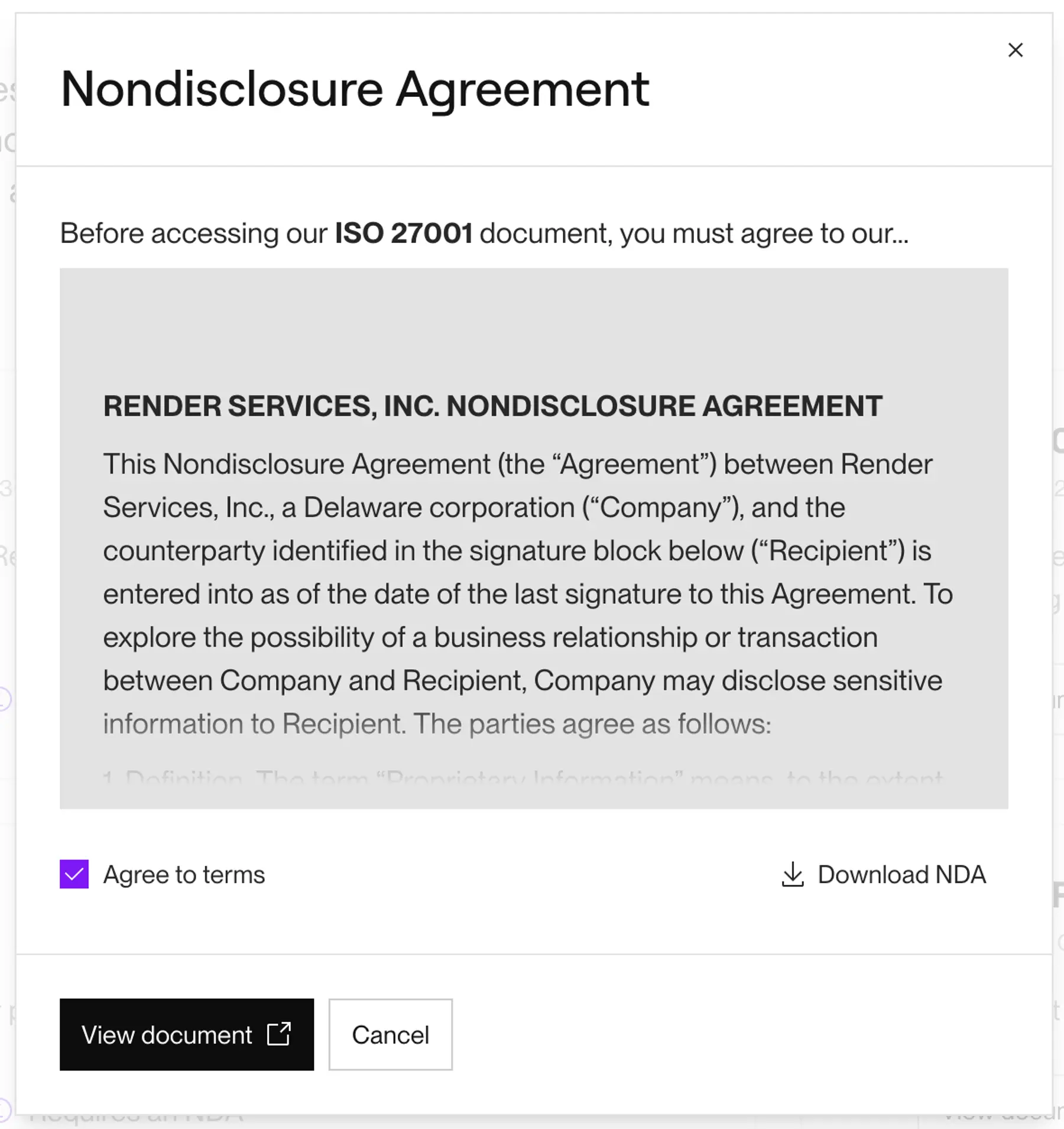 Sign NDAs directly in the Document Center