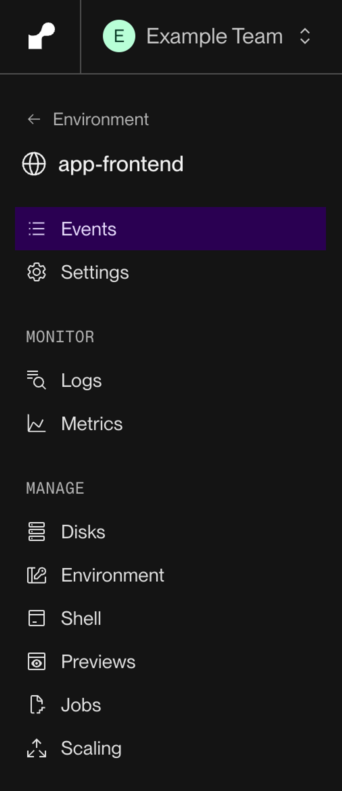 Settings for a service in the Render Dashboard