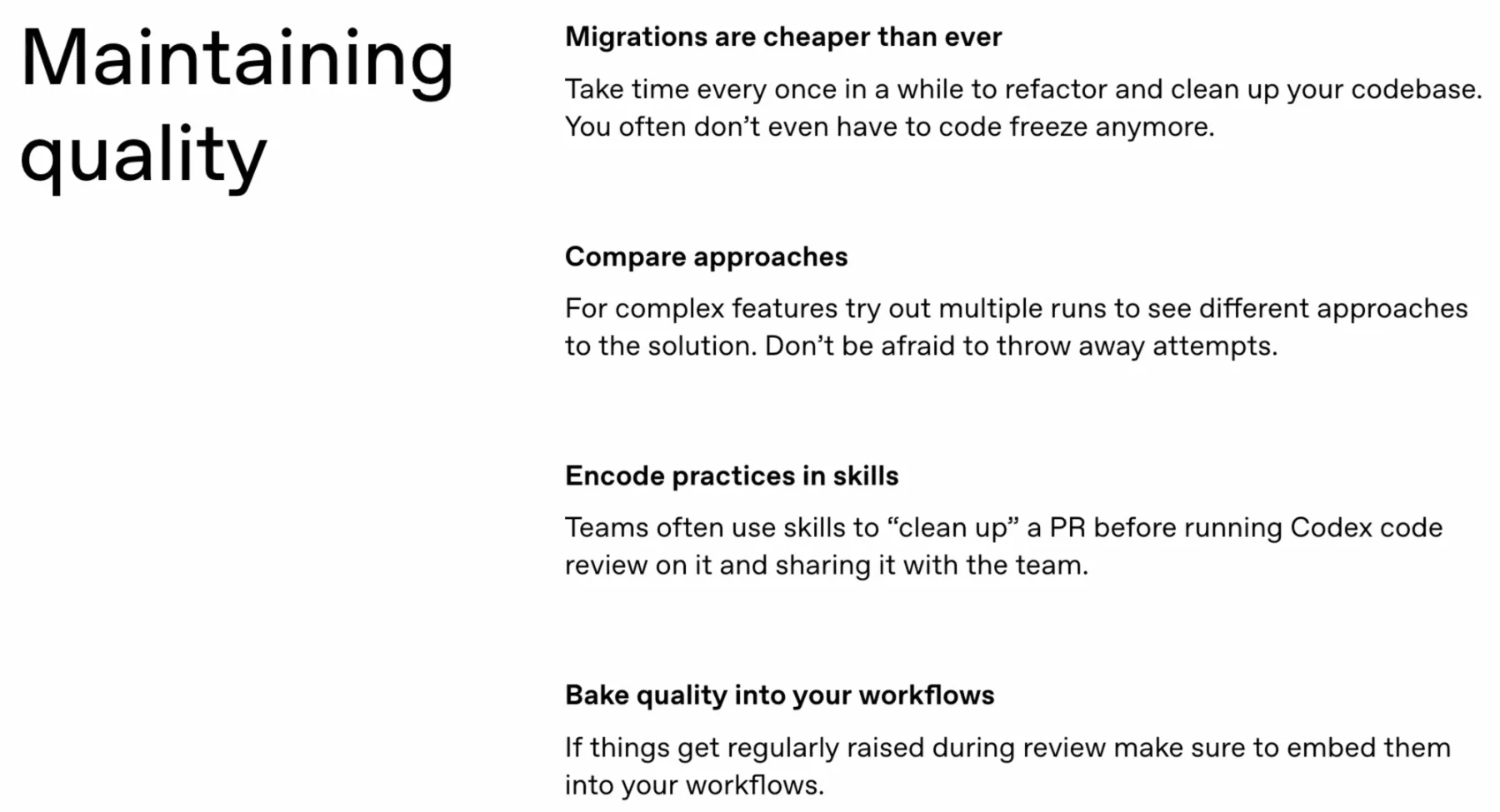Habits that keep quality up