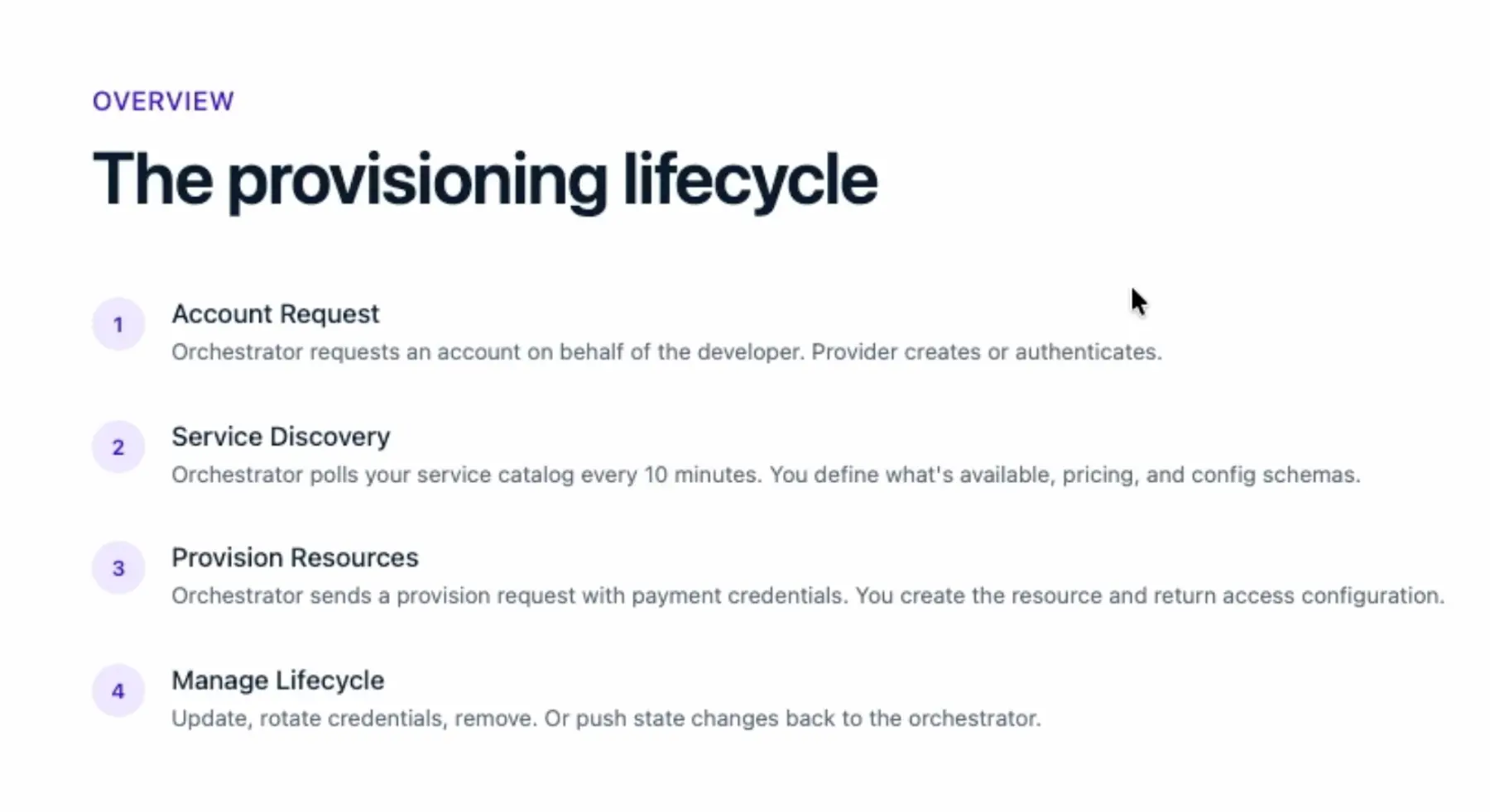 Provisioning lifecycle steps