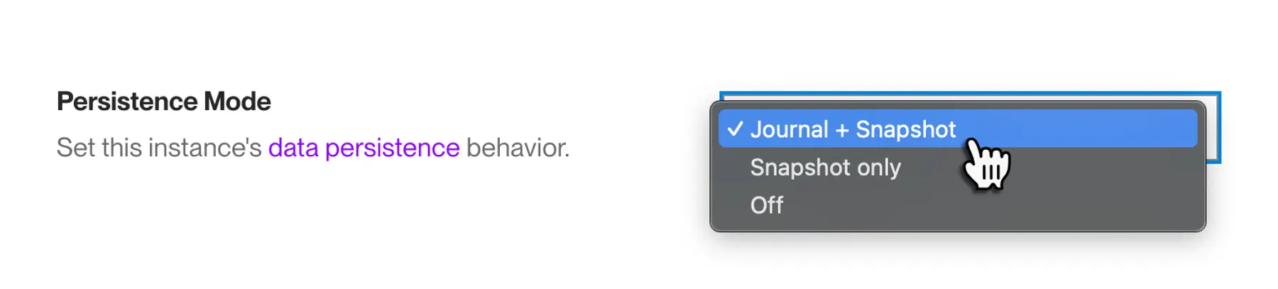Selecting a persistence mode during Key Value creation
