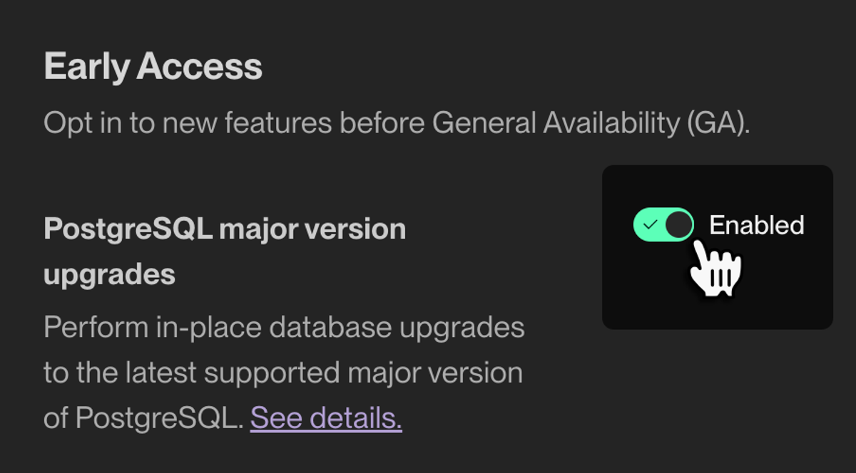 Enabling PostgreSQL upgrades in the Render Dashboard