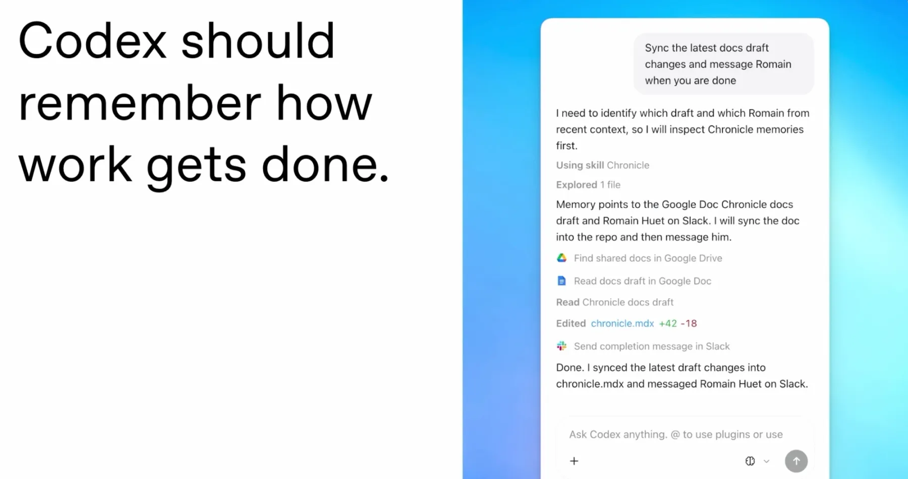 Chronicle syncs and messages automatically
