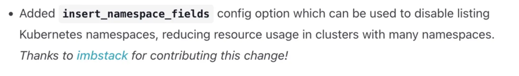 Changelog noting new insert_namespace_fields. Click to see it in the Vector docs.