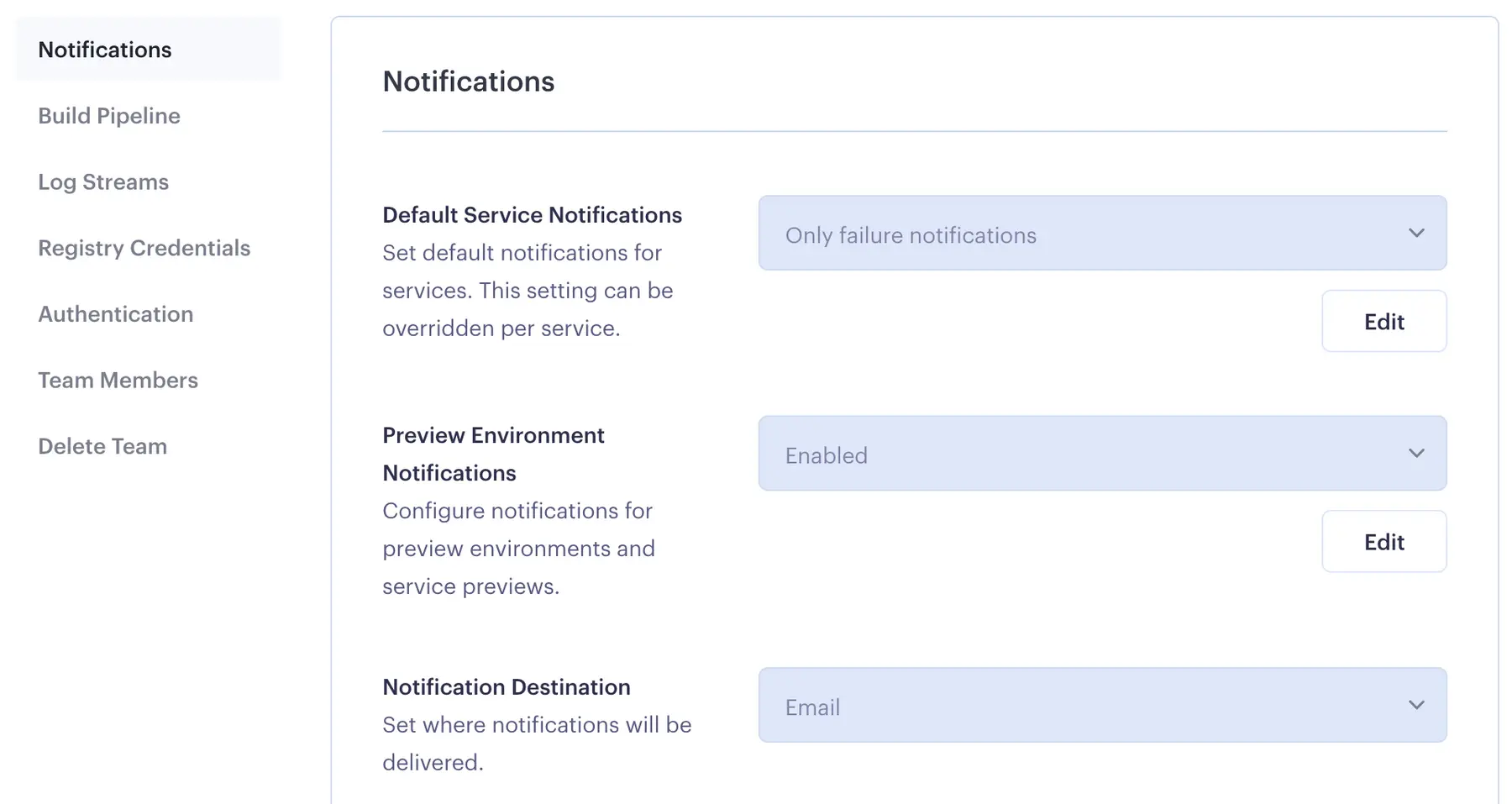 Account-wide notification settings