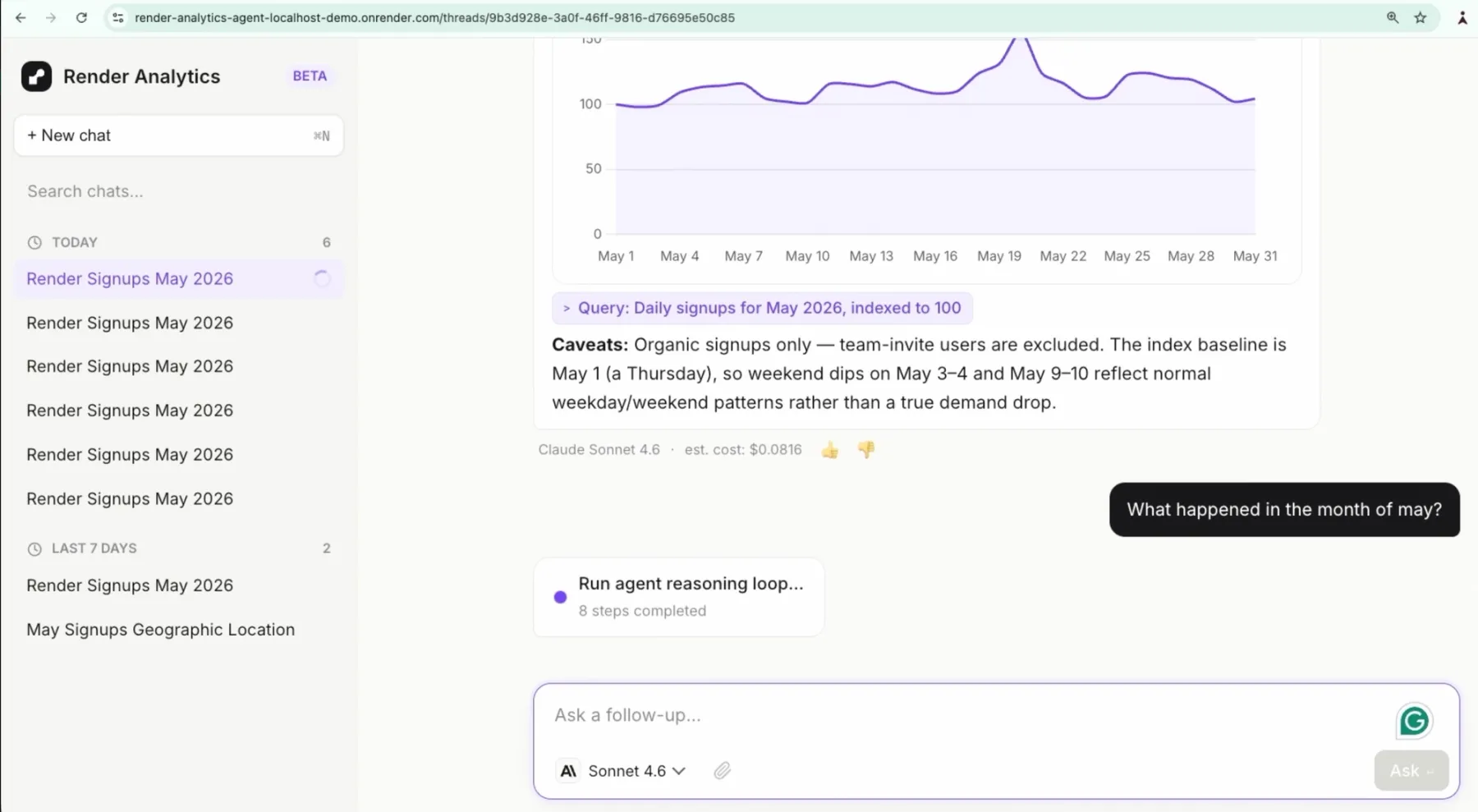 Render analytics agent