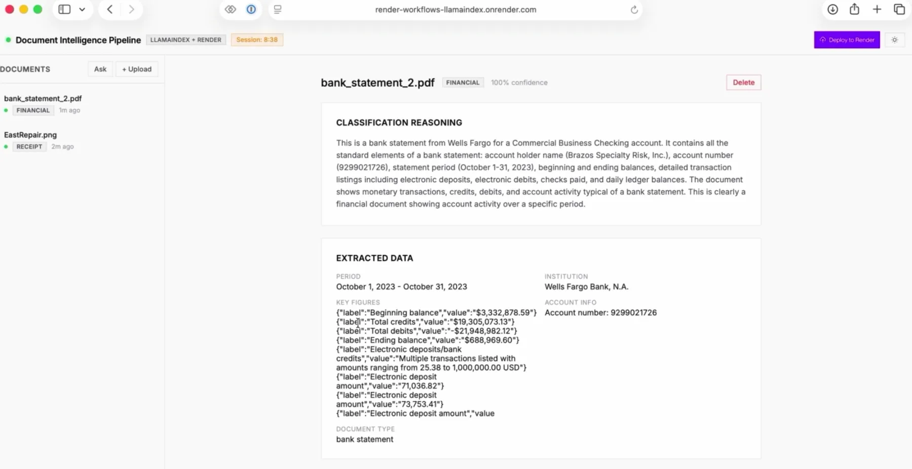 Bank statement classification demo