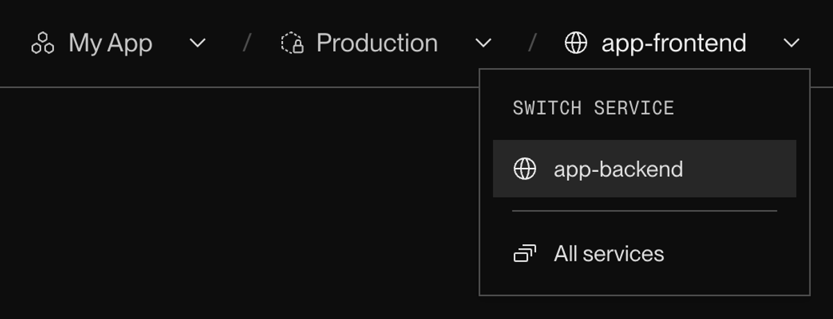 Resource breadcrumbs in the Render Dashboard