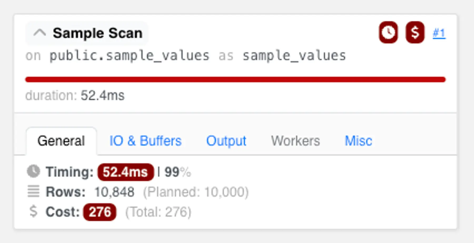 Query plan for the TABLESAMPLE SYSTEM query