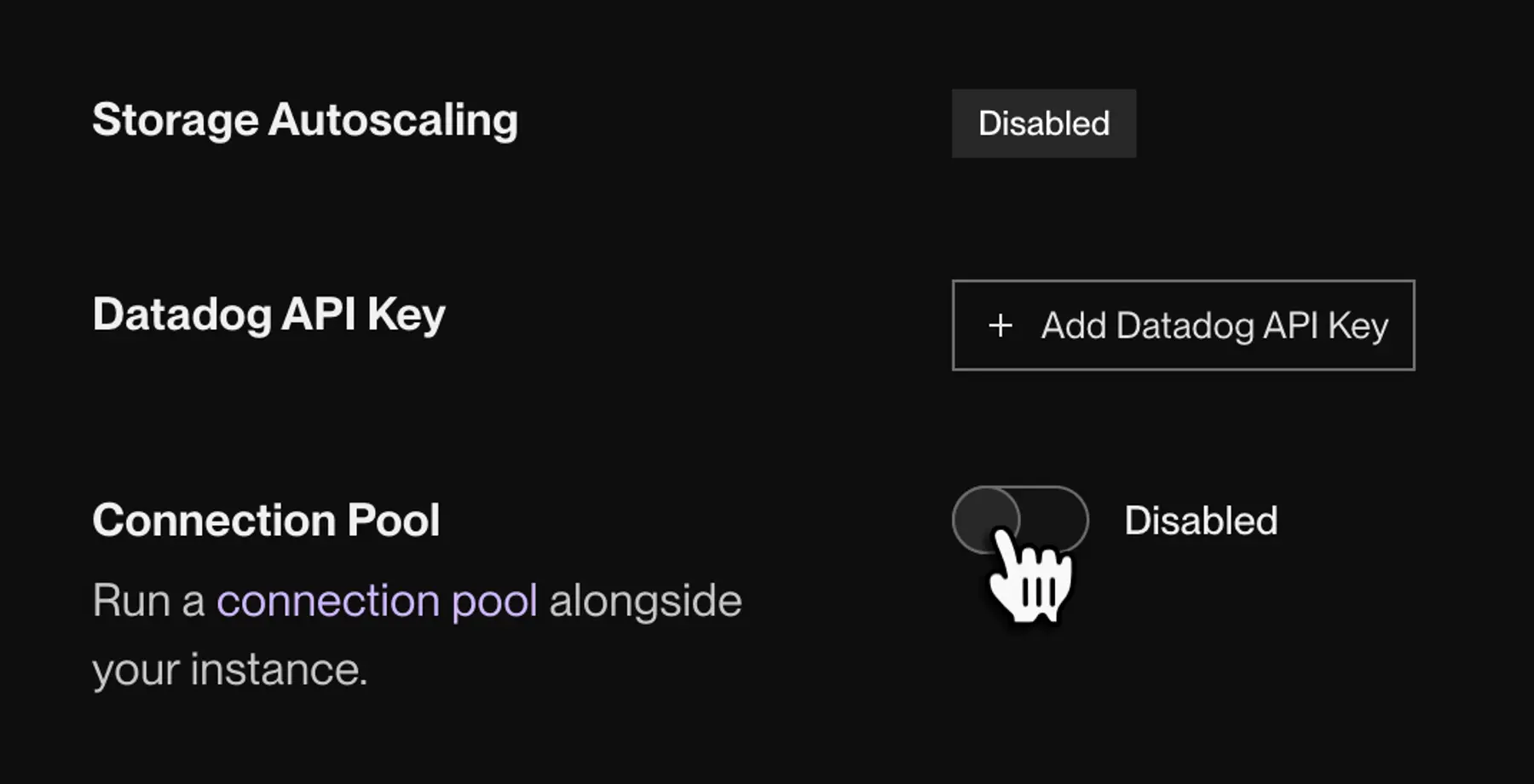 Enabling connection pooling in the Render Dashboard