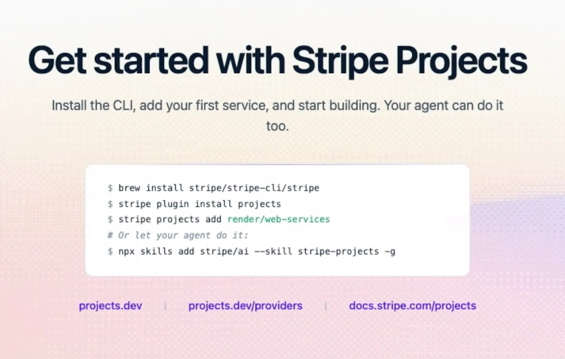 Stripe Projects CLI setup