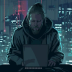 zen coder sitting in front of a blue-greenish cyberpunk city view