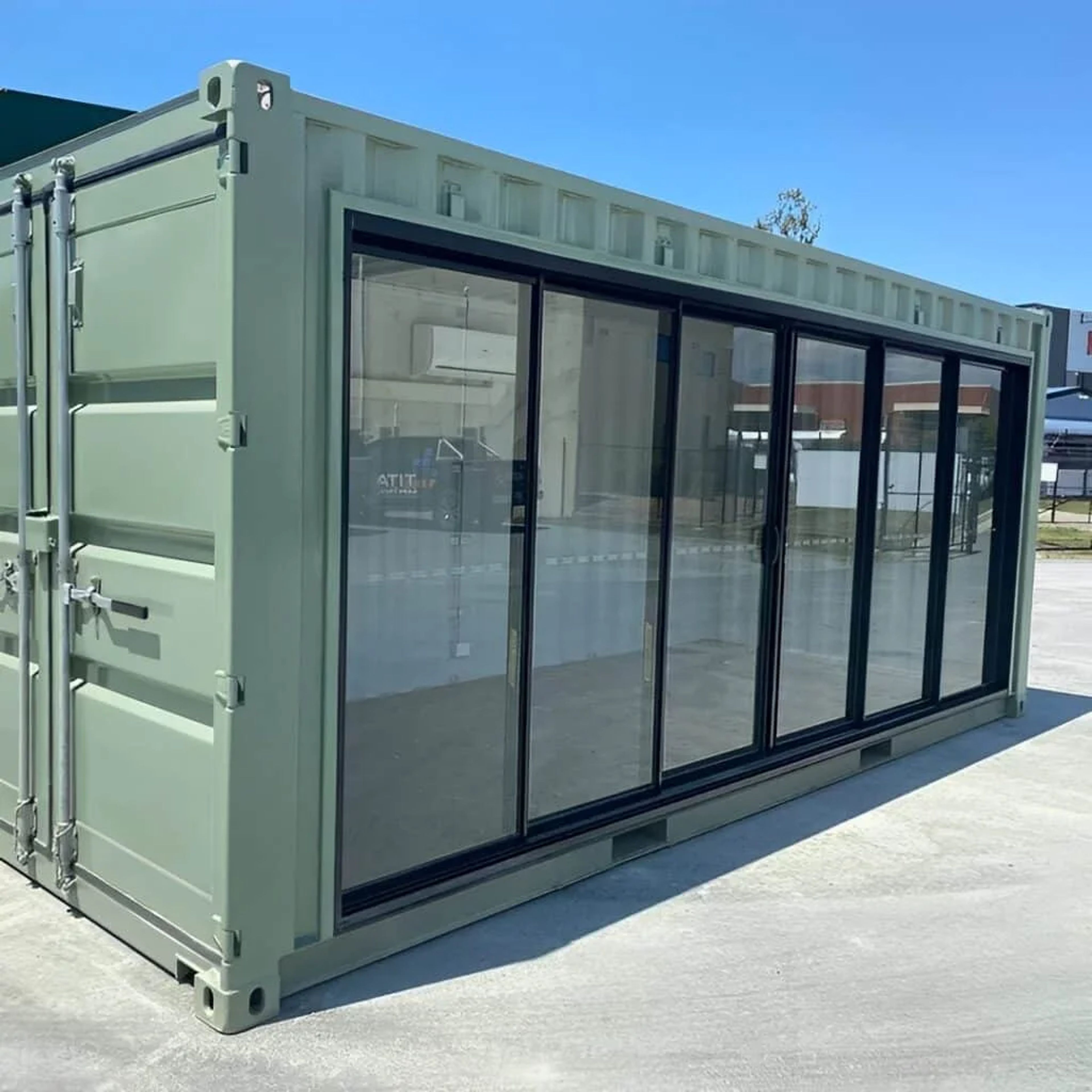 Modified 20ft container office with Glass door & AC