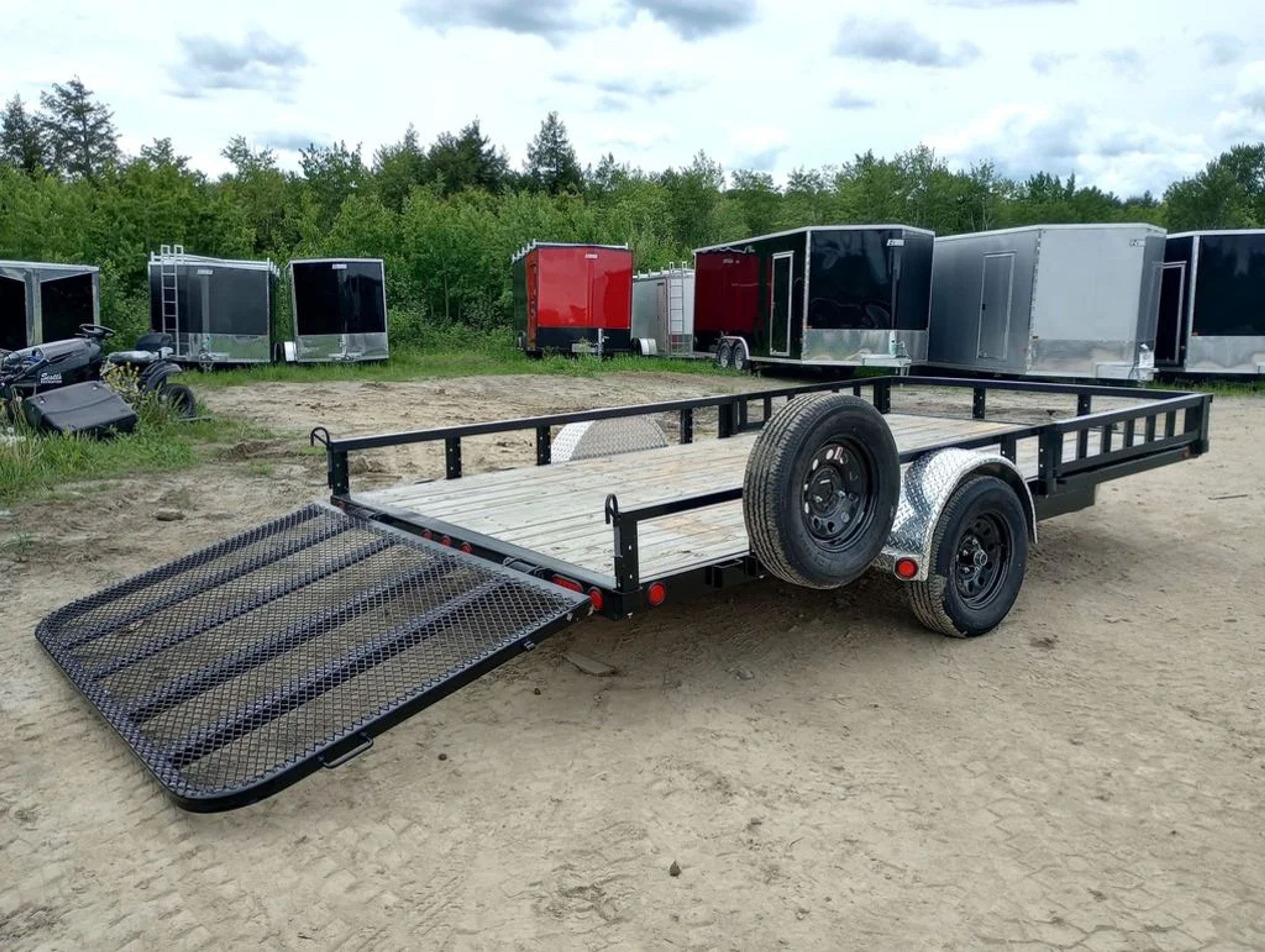 2024 PJ Trailers 7×14 Powder Coated Open Utility w/Rear Ramp Gate, ATV Side — view 2