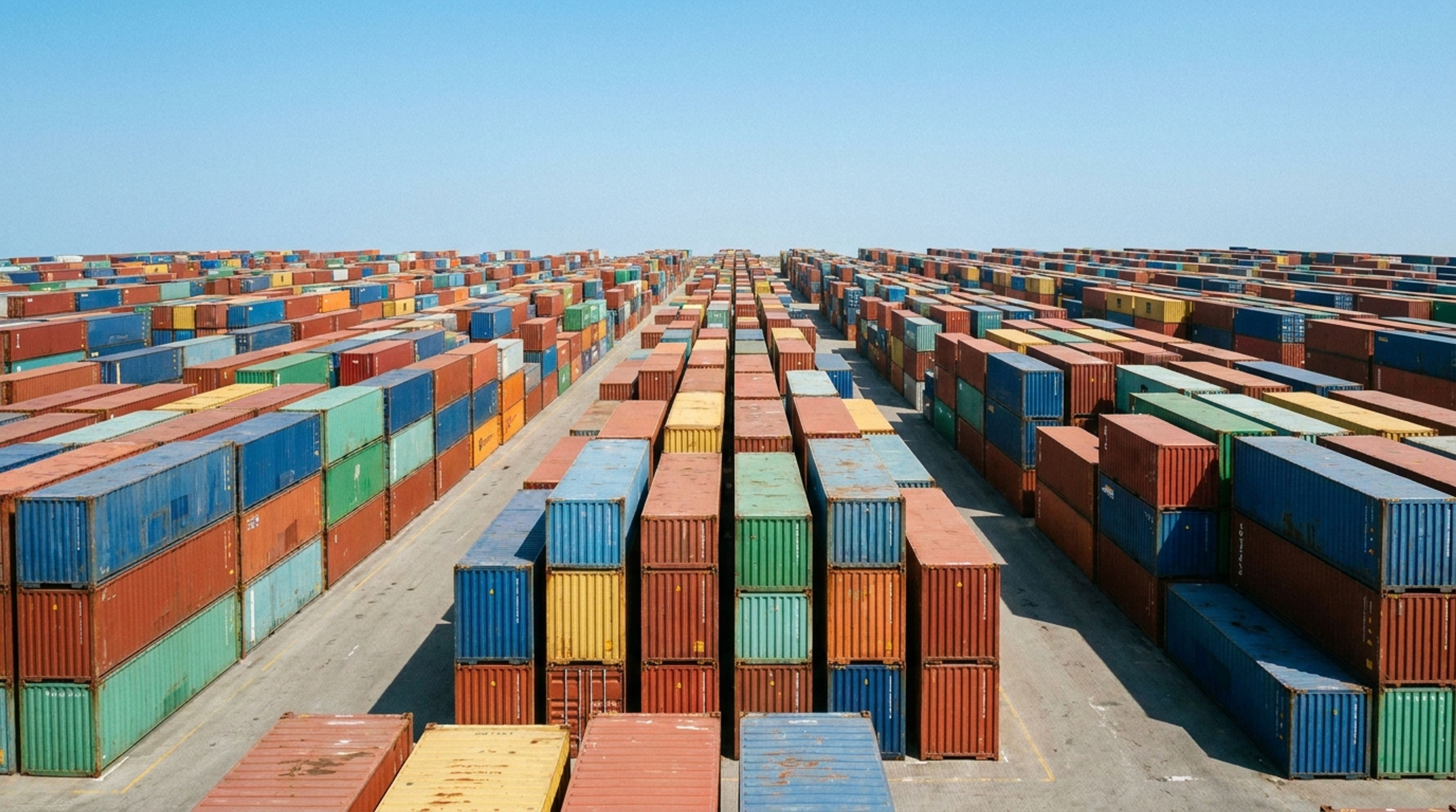 Shipping containers in a sales yard representing pricing factors