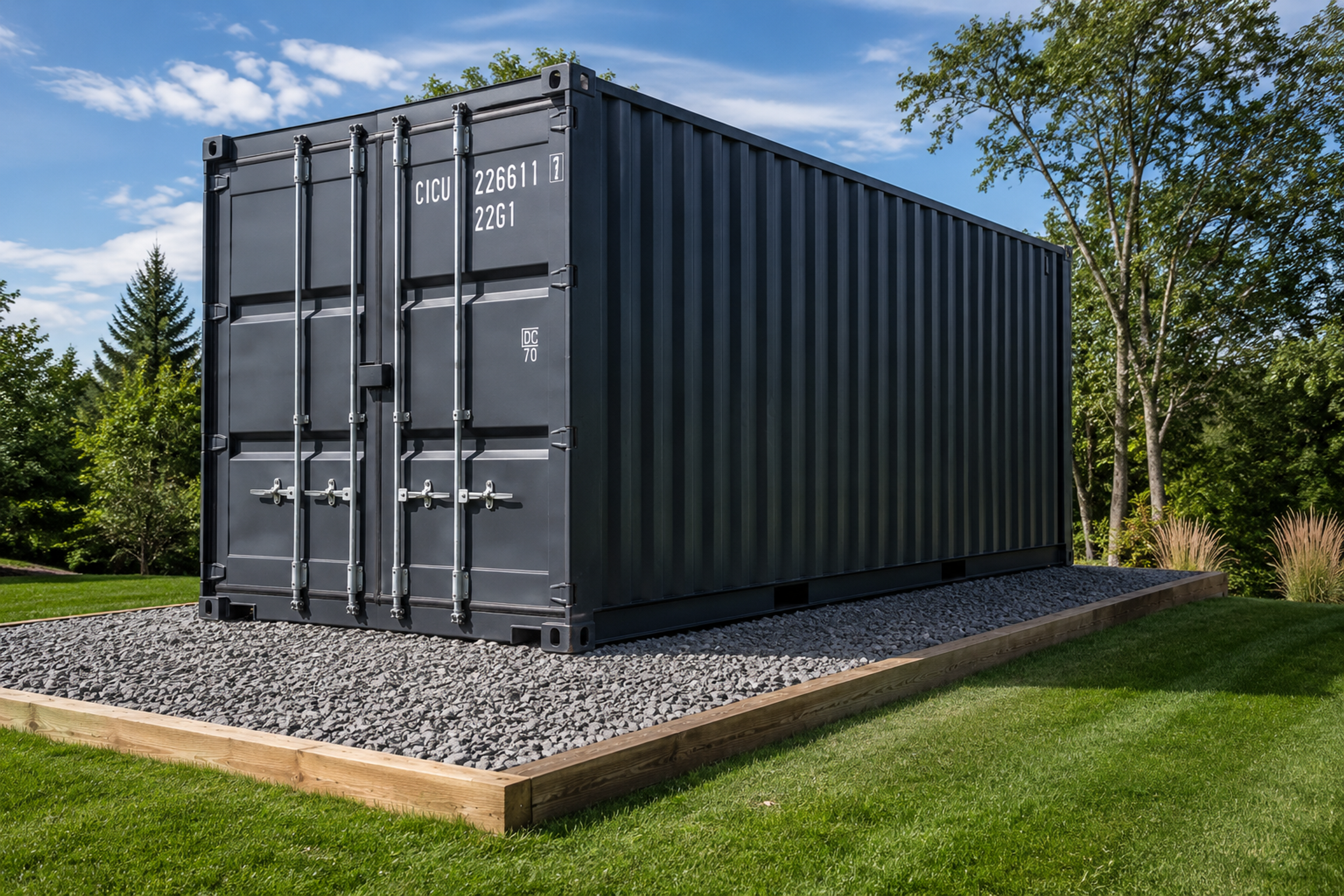 Shipping Container Gravel Pad