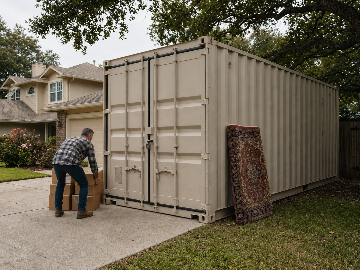 A lockable steel container set on your lot