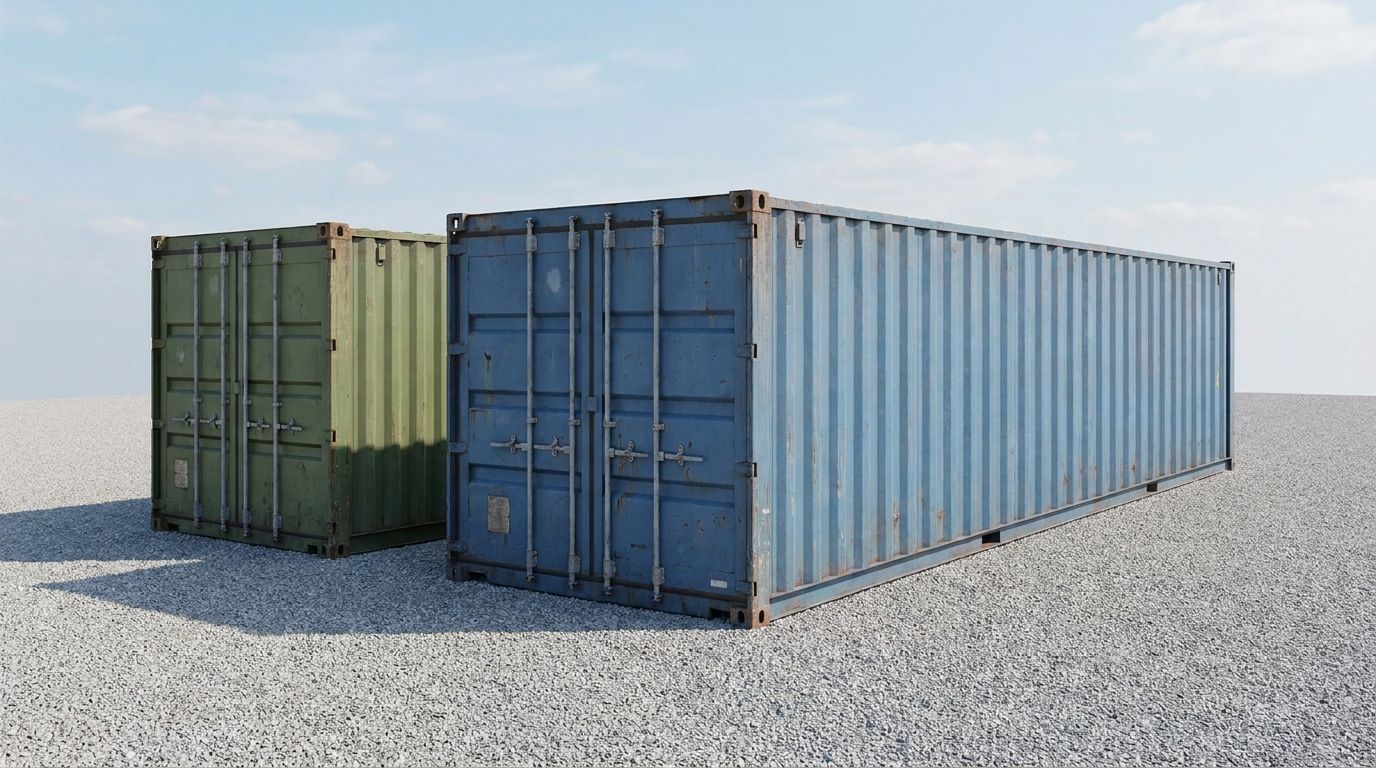 Comparison of 20ft, 40ft, and high cube shipping containers side by side