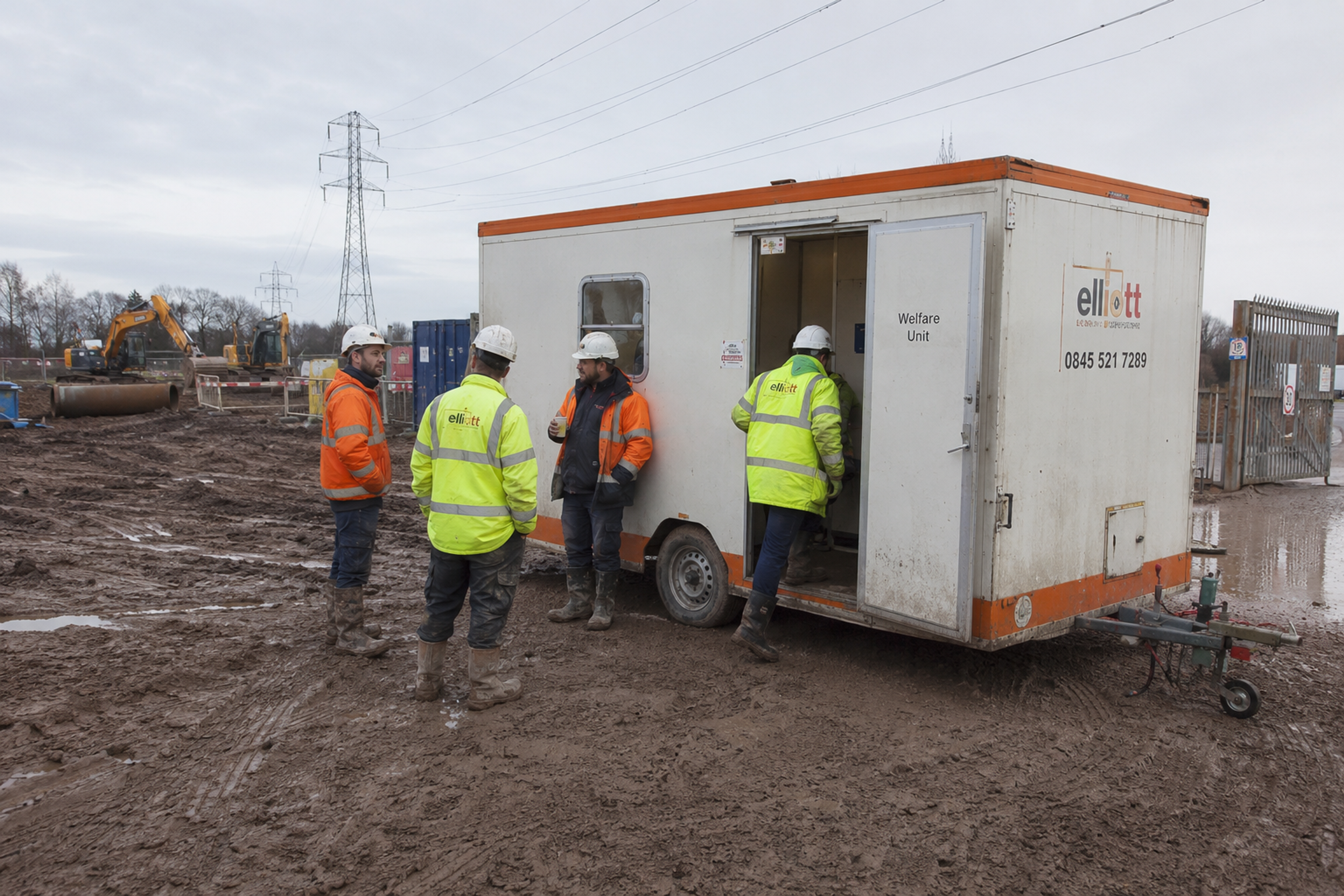 Construction workers on break at site