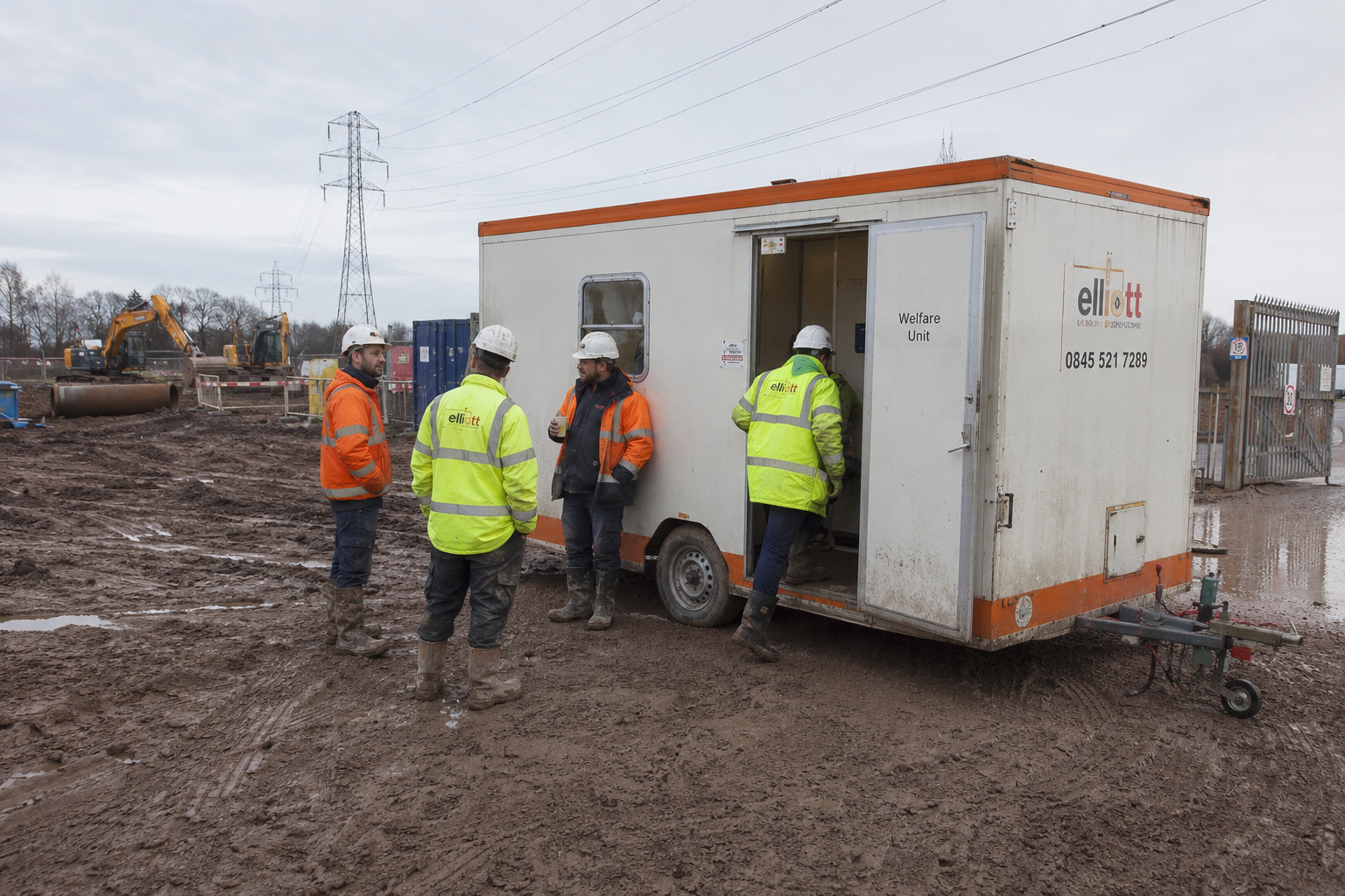 Construction workers on break at site