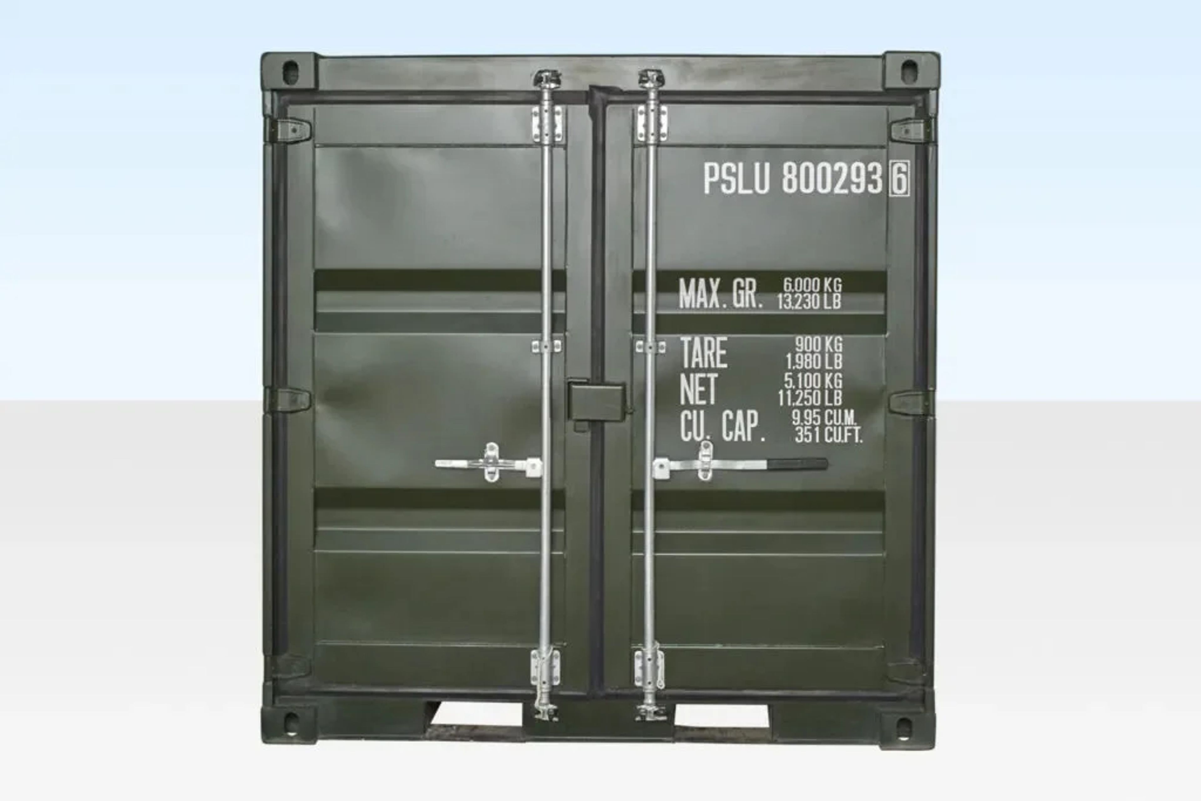 8ft One Trip Shipping Container Green (RAL 6007) — view 2