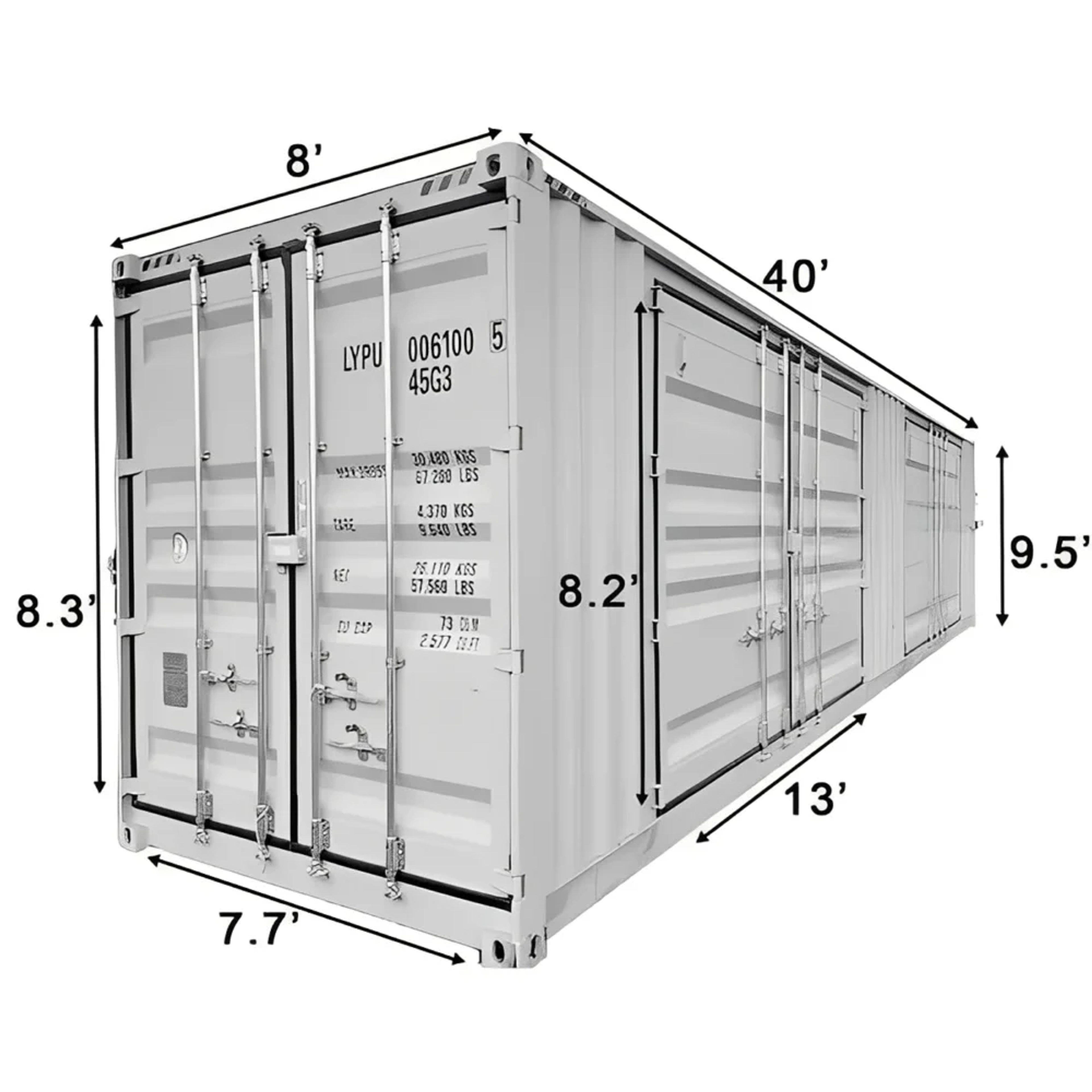 40ft High Cube Storage Container with 2 Side Doors — view 9