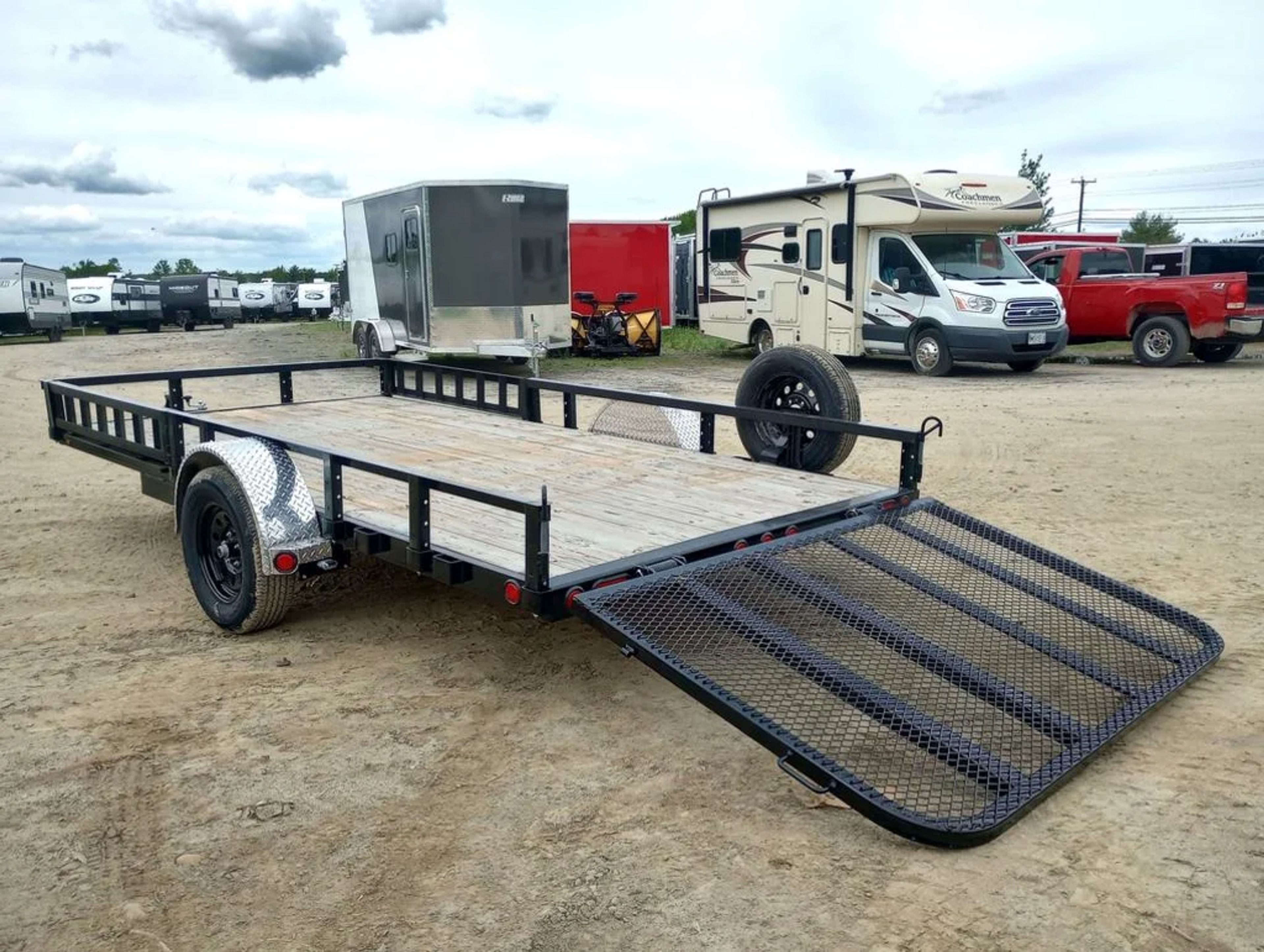2024 PJ Trailers 7×14 Powder Coated Open Utility w/Rear Ramp Gate, ATV Side — view 4