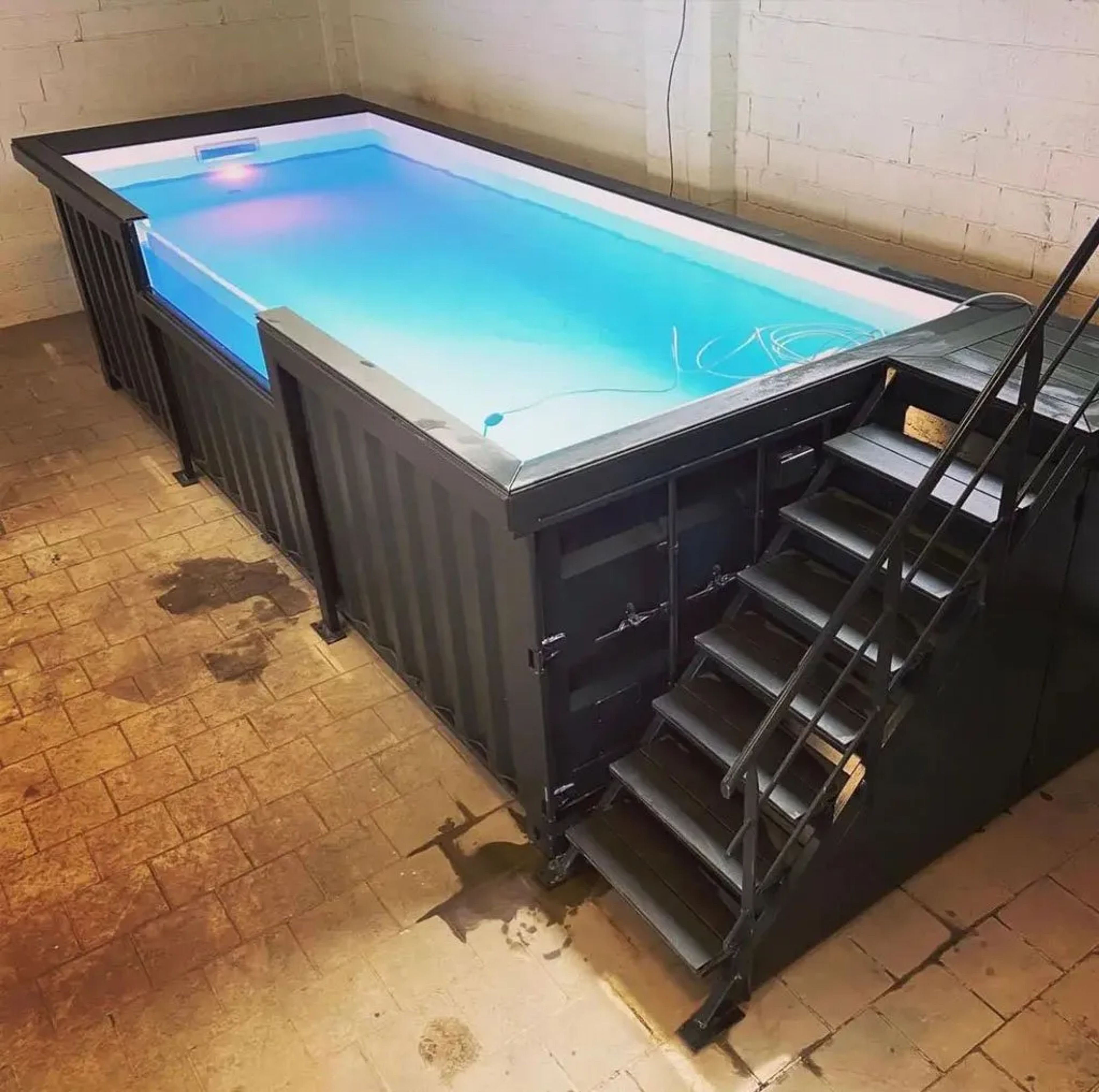 A container pool steel shipping container