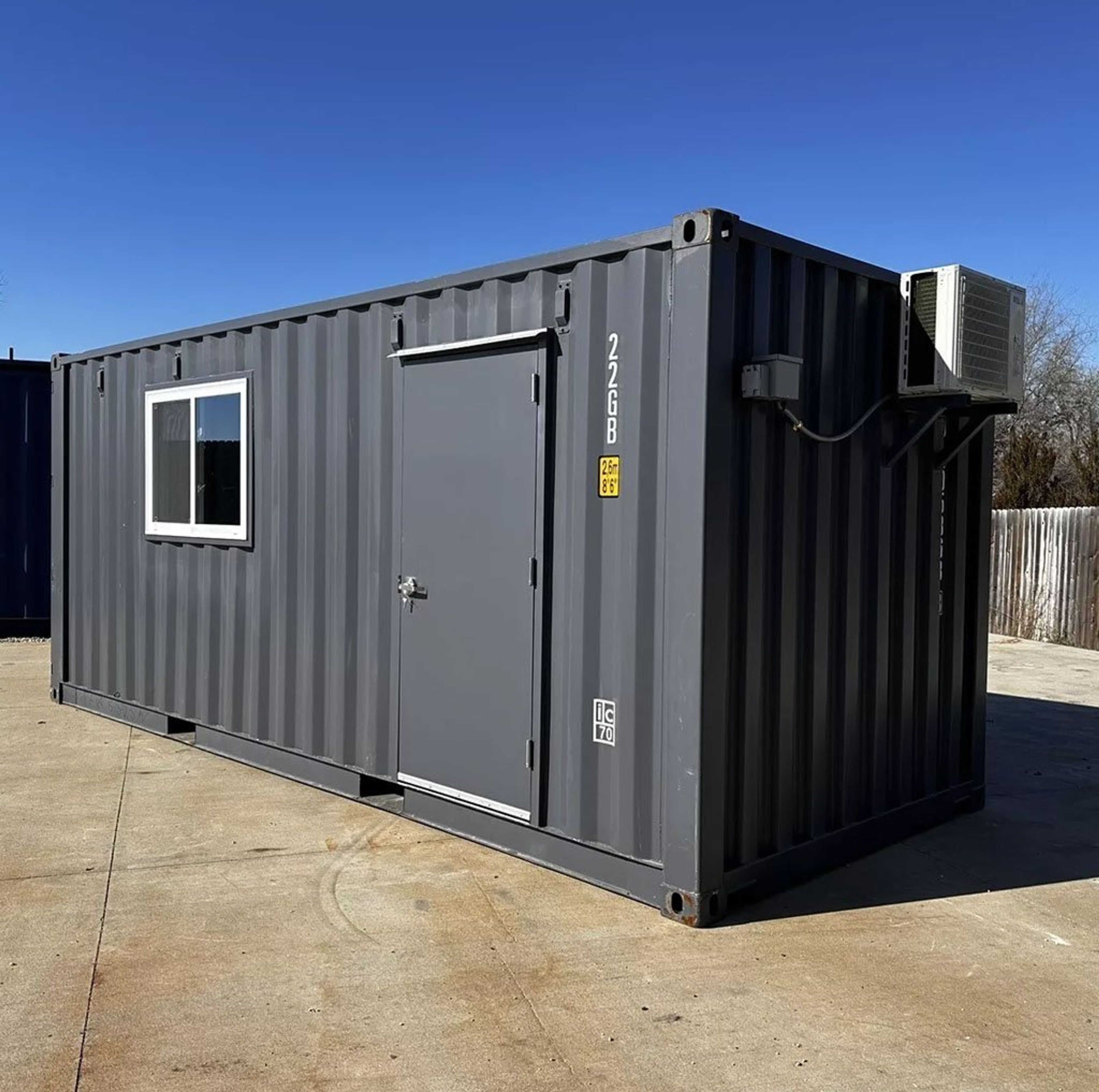 20ft 20’ Slate Gray Shiplap 120V Shipping Container Office Minisplit