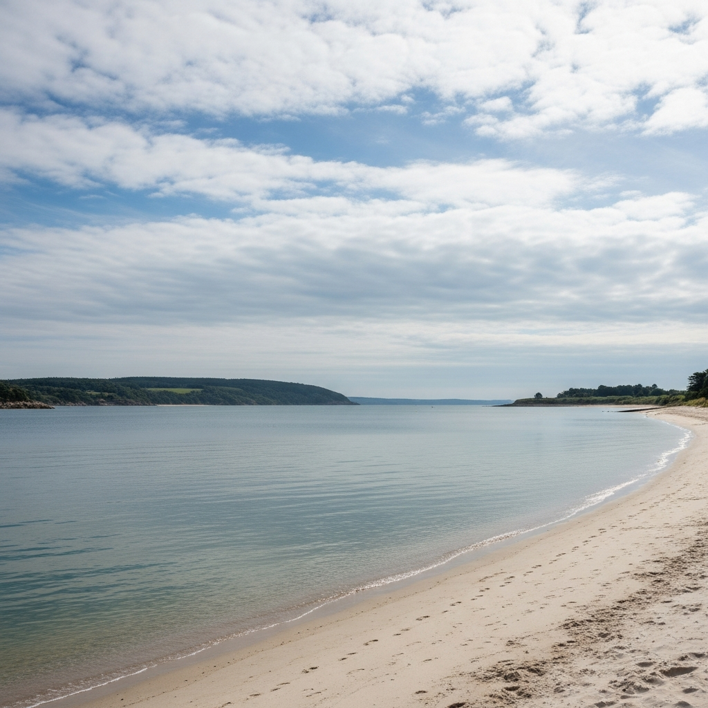 Pale sand and shallow water at Sandbanks beach in Dorset