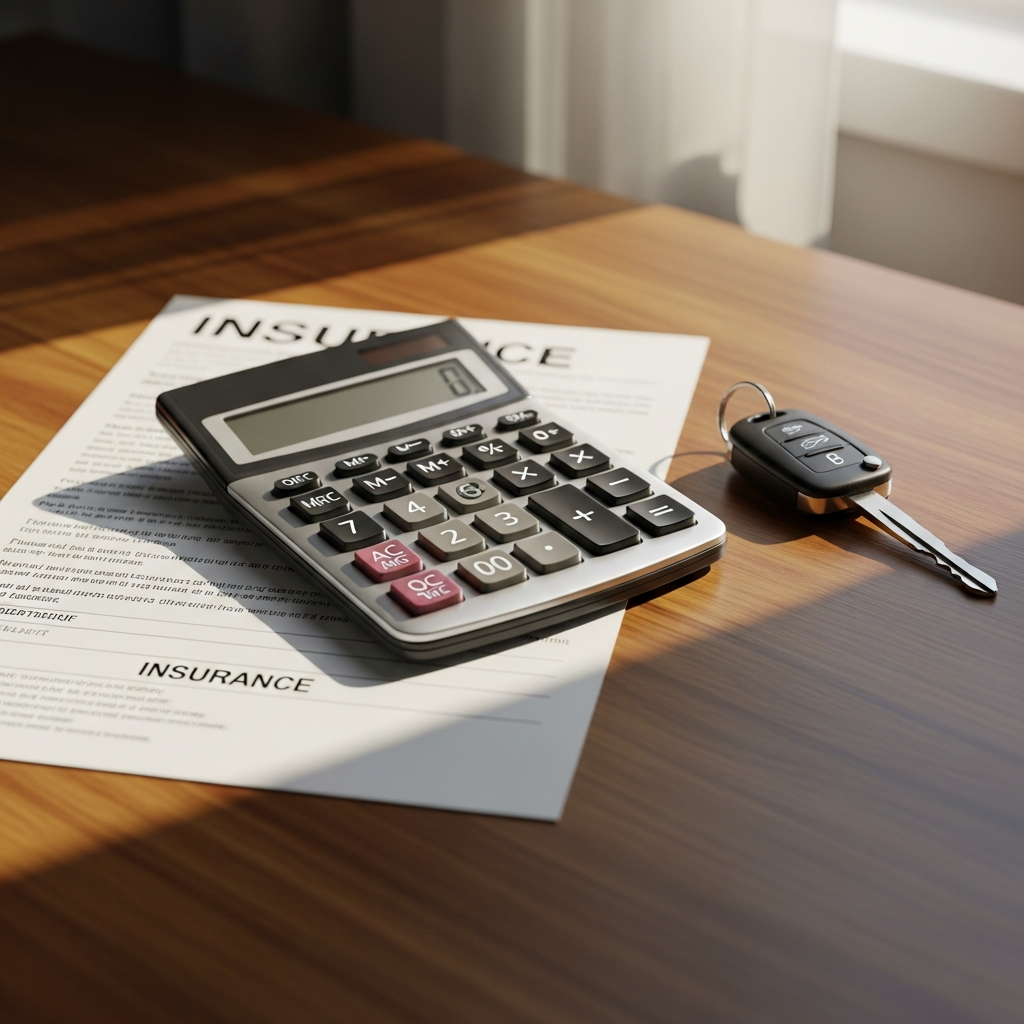 Insurance paperwork, a calculator and car keys on a desk - fronting is fraud, even when it's framed as 'just saving on premiums'.