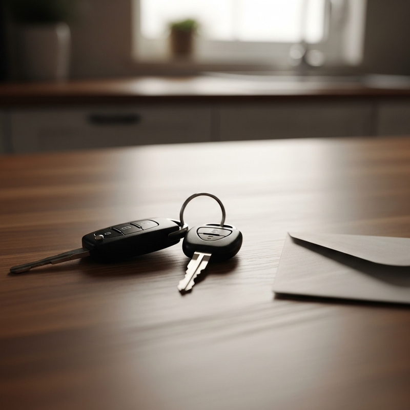 Car keys on a kitchen table - everything you need to drive a Sunday-purchased car home is online and 24/7.