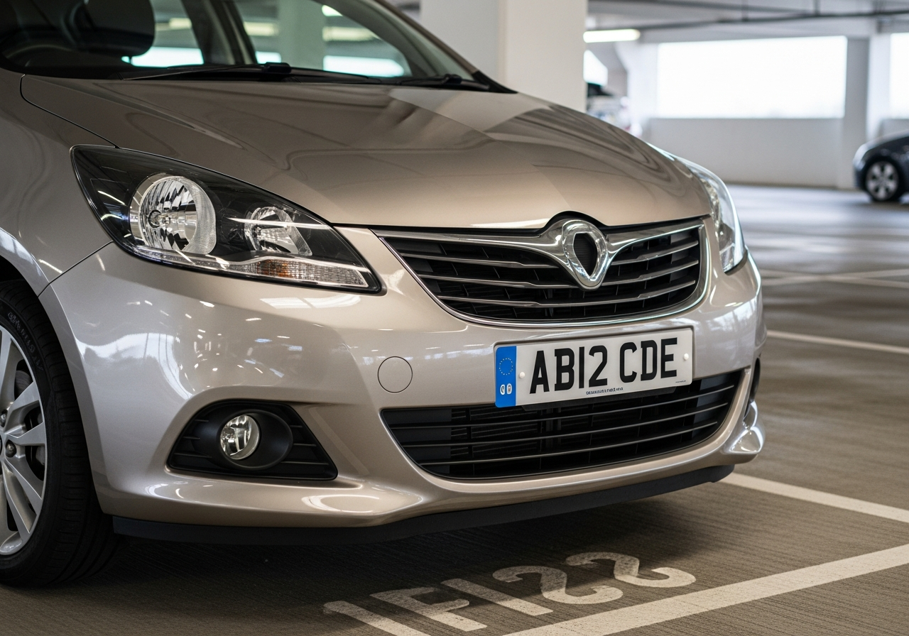 UK hatchback in a multi-storey car park, ready for learner driver insurance