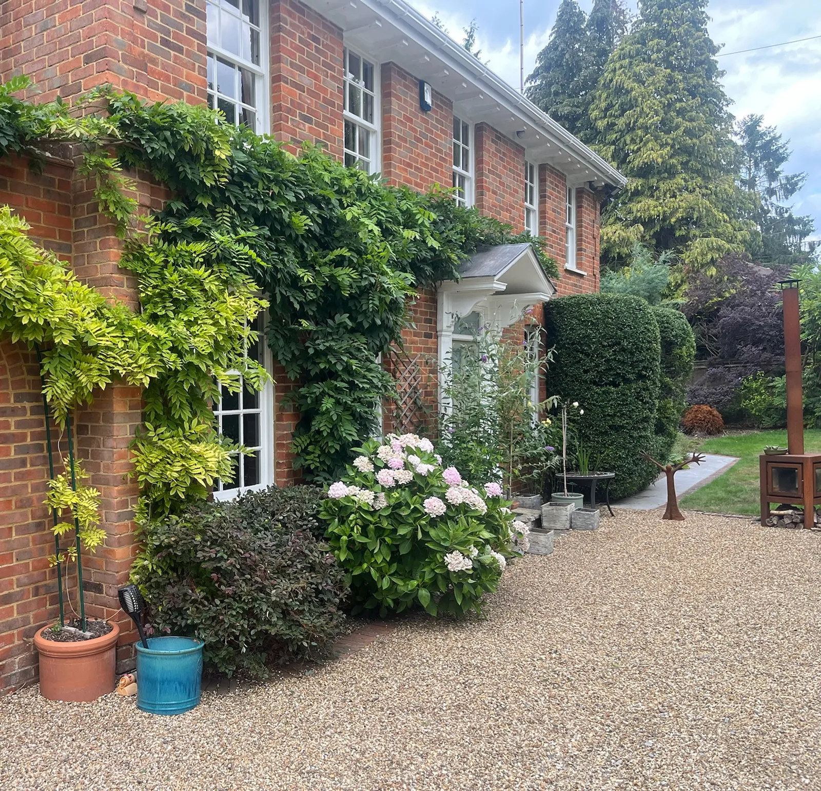 Private house frontage and climbers