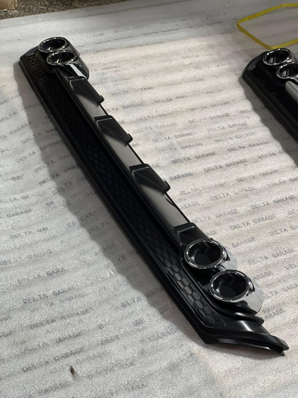 Full Matte Black Rear Diffuser with Quad Chrome Exhaust Tips 